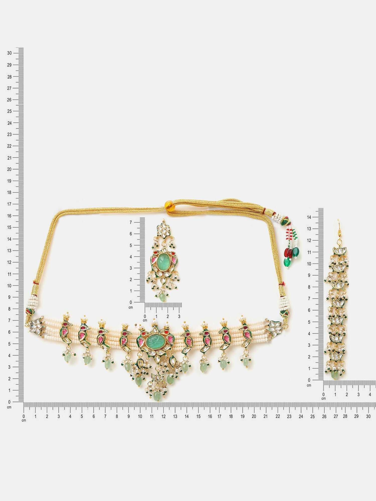 Ruby Raang Rajkumari Necklace With Earrings And Maang Tikka