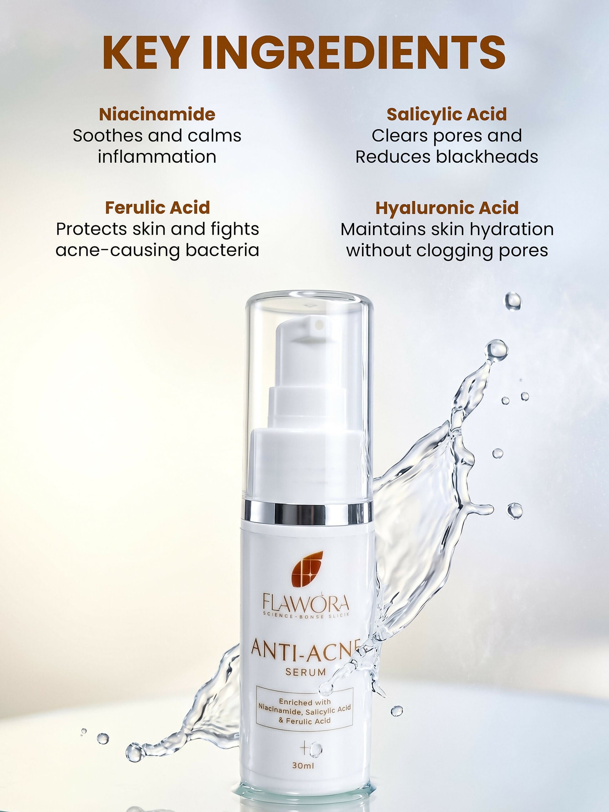 Flawora Set of Anti-Grey Hair Serum, Anti Acne Serum and D-Tan Lotion