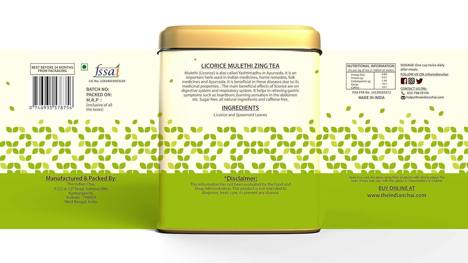 The Indian Chai - Licorice Mulethi Zing Ayurvedic Tea 