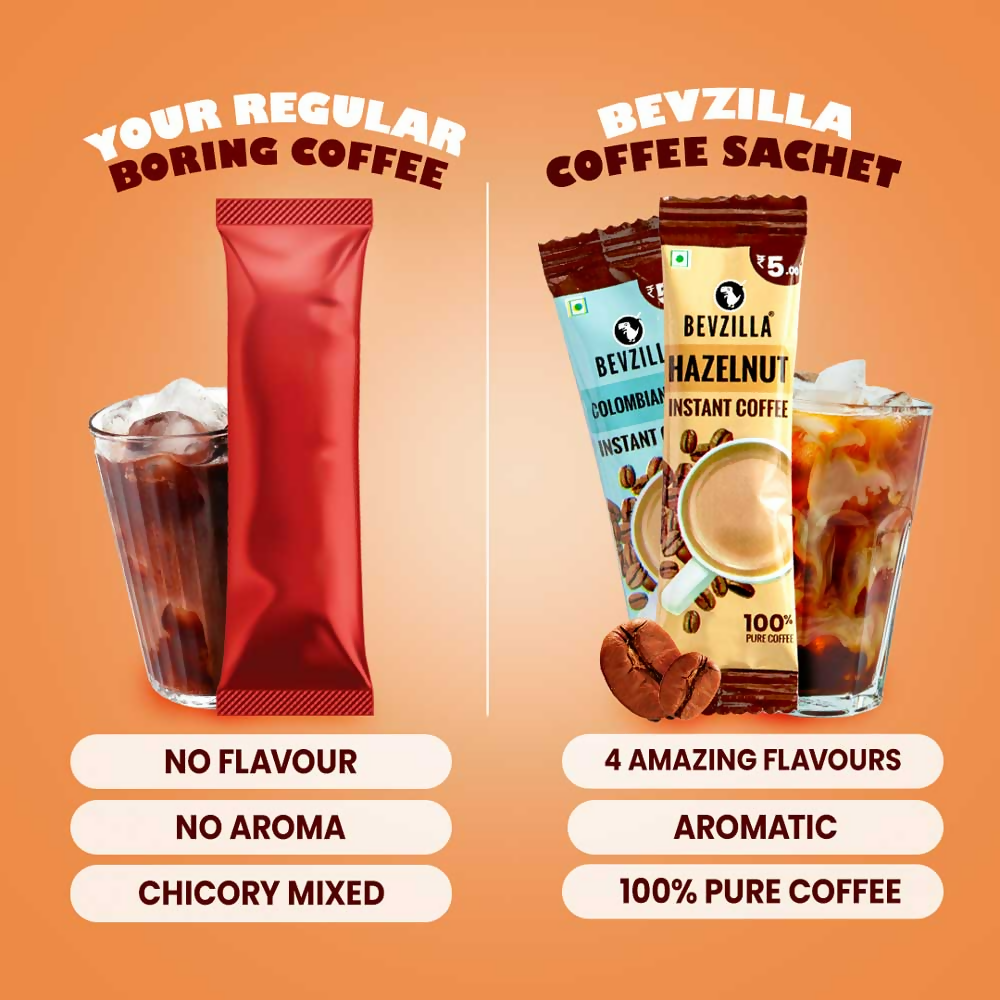 Bevzilla 25 Flavoured Coffee Sachets + Shaker 