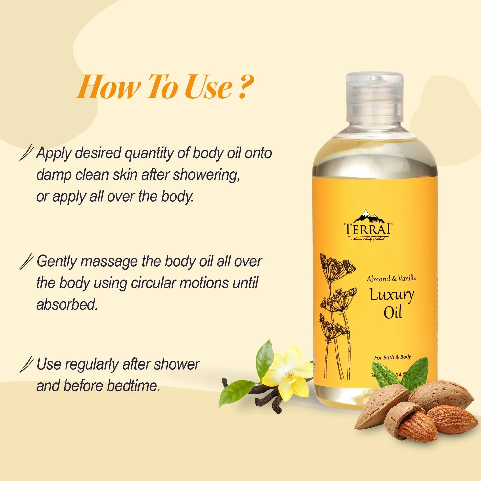 Terrai Almond & Vanilla Luxury Body Oil  Grab2Buy Terrai Grab2Buy