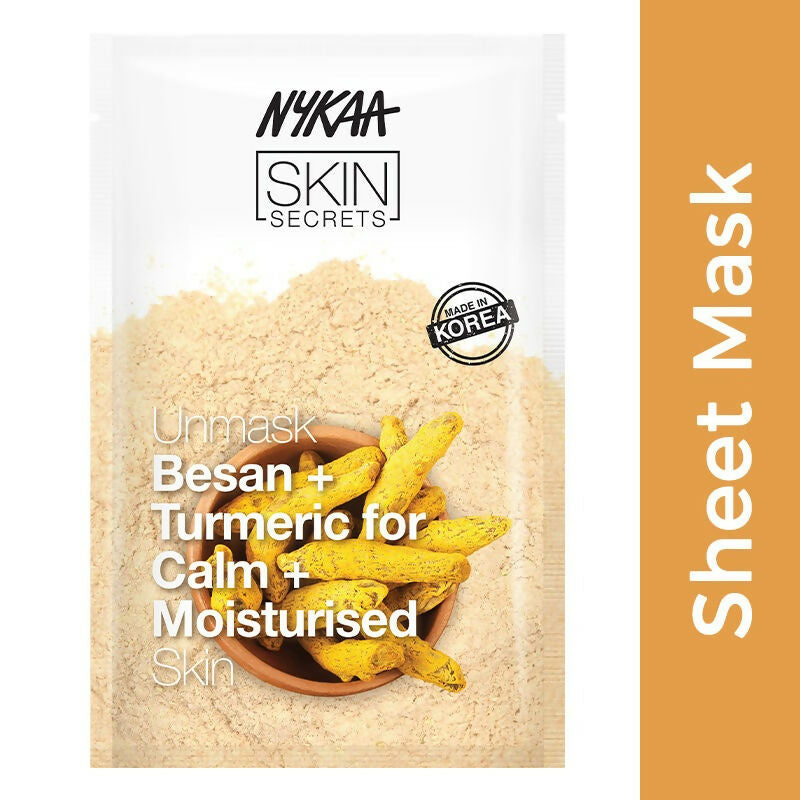 Nykaa Skin Secrets Indian Rituals Besan + Turmeric Sheet Mask For Calm & Moisturised Skin 