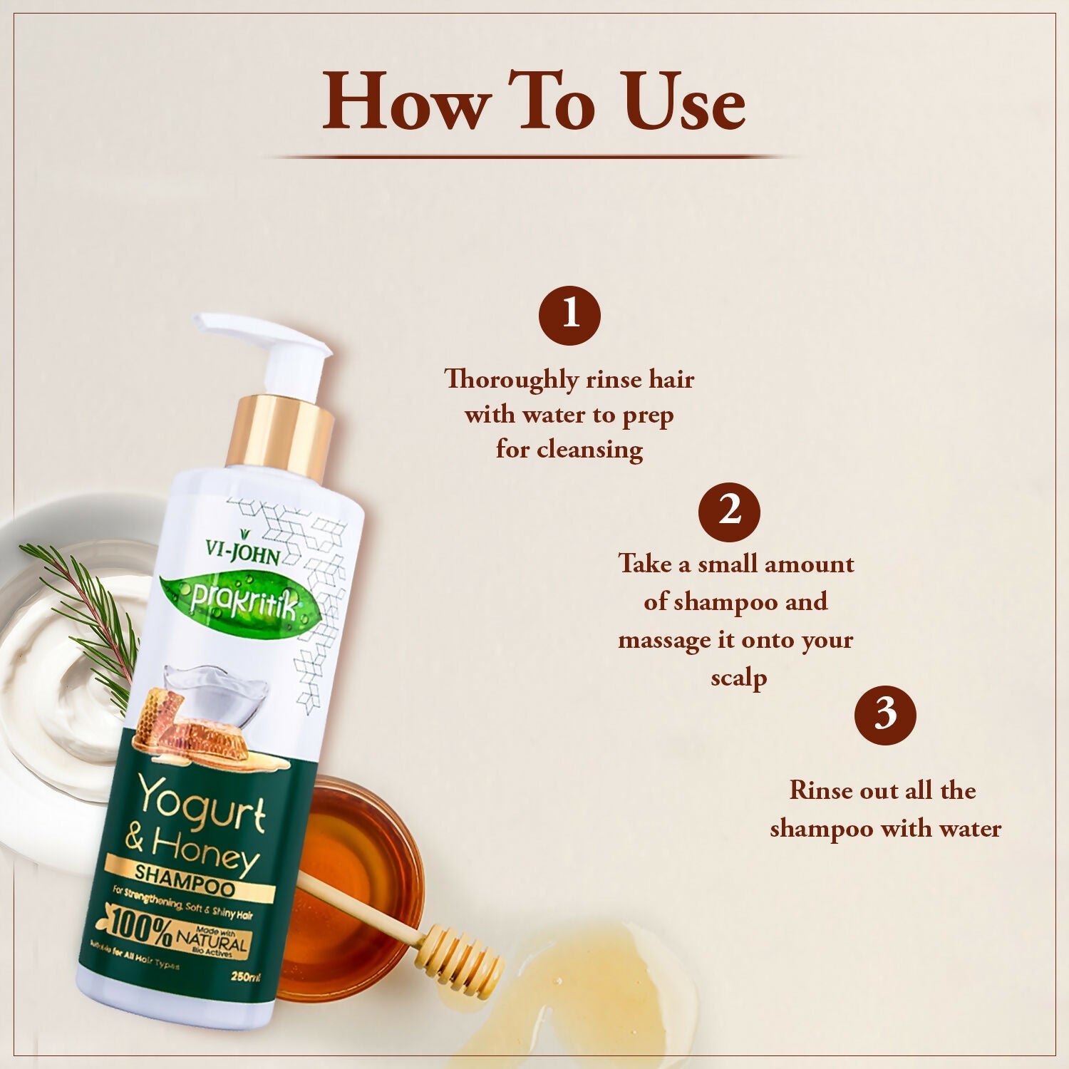 VI-JOHN Prakritik Yogurt & Honey Shampoo Cleanses Scalp, Made With 100% Natural Bio Actives  Grab2Buy VI-JOHN Grab2Buy