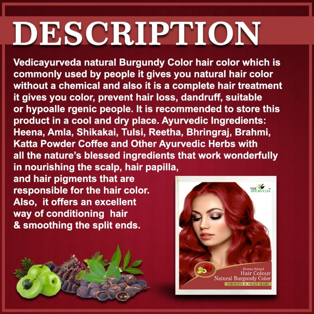 VedicAyurveda Henna Hair Color - Burgundy  Grab2Buy VedicAyurveda Grab2Buy