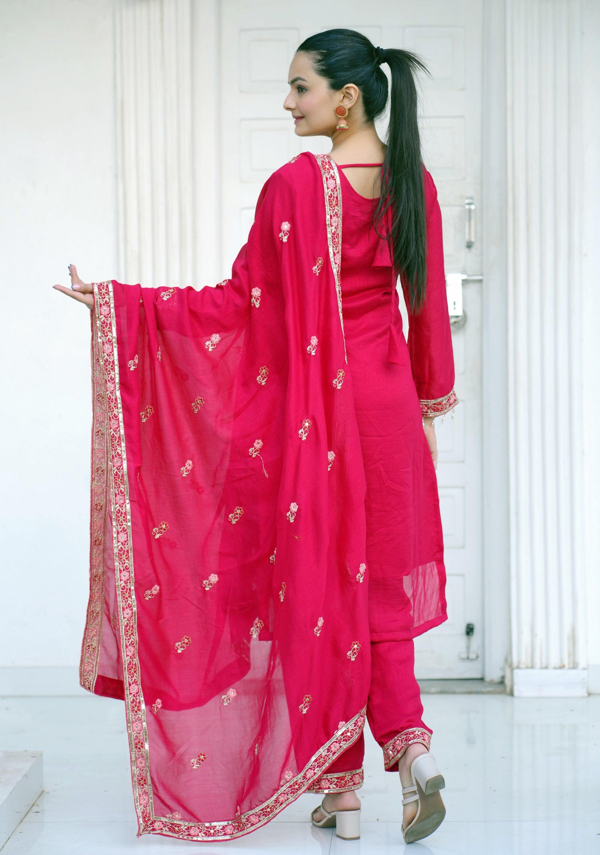 Yash Enterprise Pink Vichitra Silk Party Wear Embroidery Suit Set  Grab2Buy Yash Enterprise Grab2Buy