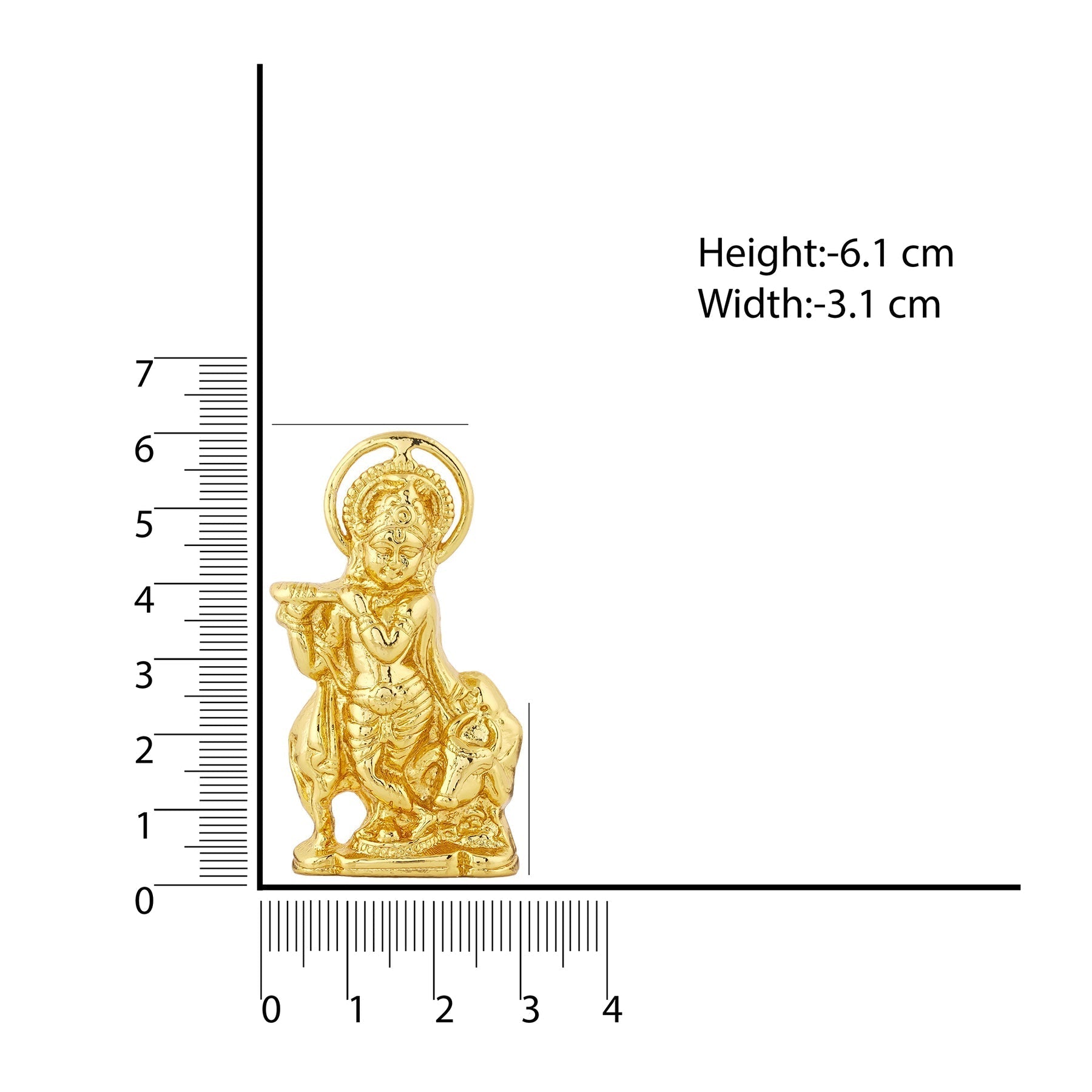 Estele Gold-Polished God of love Sri Krishna Idol with Kamdhenu for Home/Car decor 