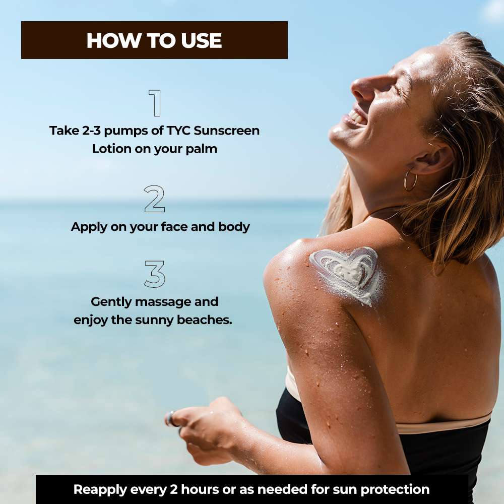 TYC Sunscreen Face & Body Lotion - Red Grapes, Coconut Oil & Niacinamide | SPF 60++++  Grab2Buy TYC Grab2Buy