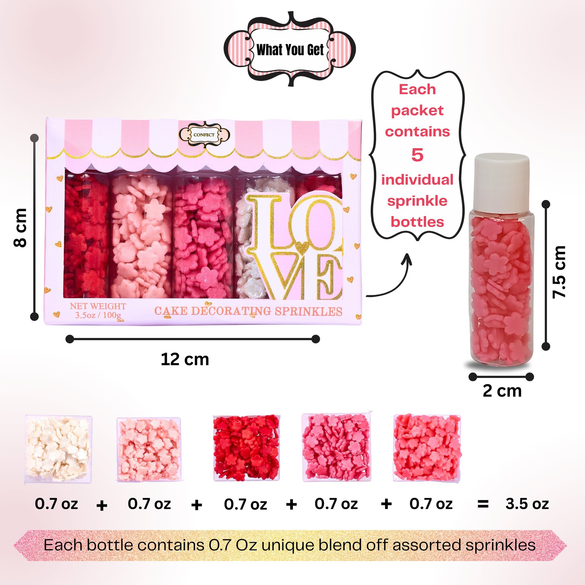 Confect Valentine Sprinkles | 06 Edible Decoration for Baking & Dessert  Grab2Buy Confect Grab2Buy