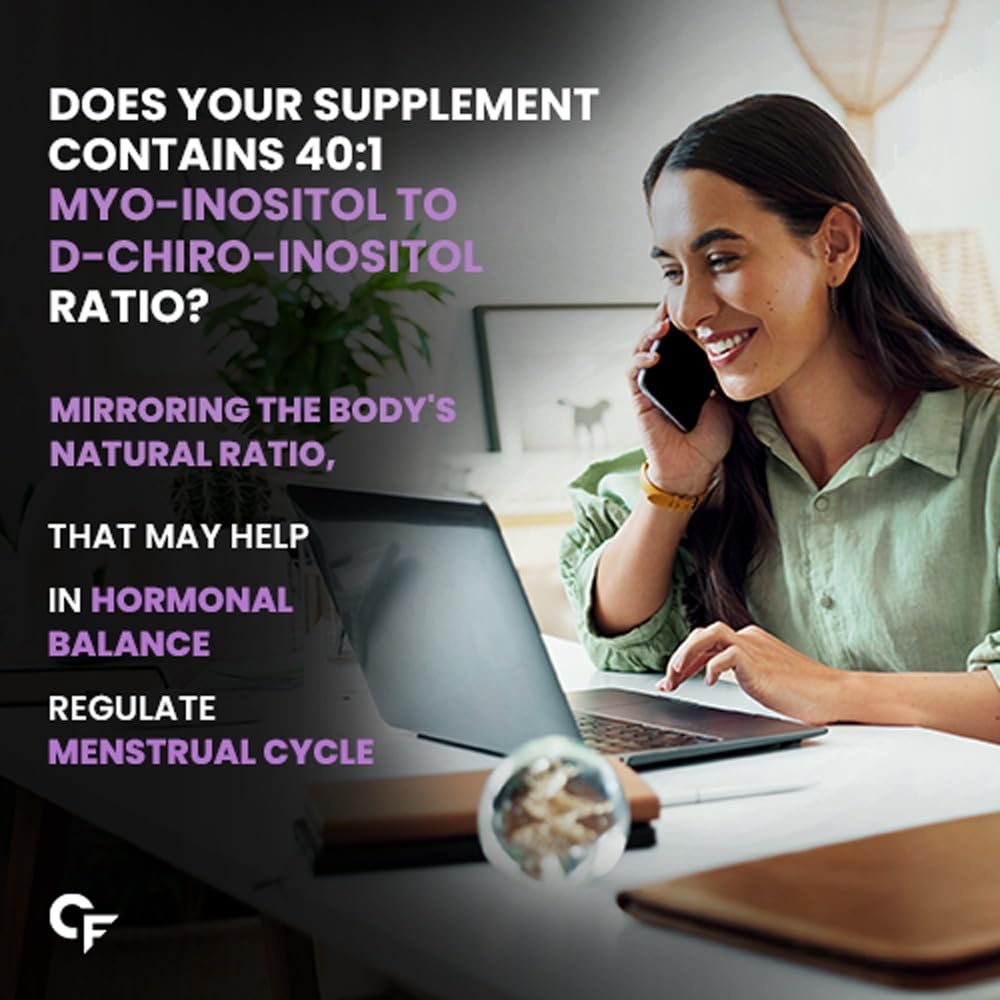Carbamide Forte PCOS Supplement For Women - 40:1 Ratio 2000mg Myo-Inositol to D-Chiro-Inositol Supplement for PCOS - 60 Veg Inositol Tablets 