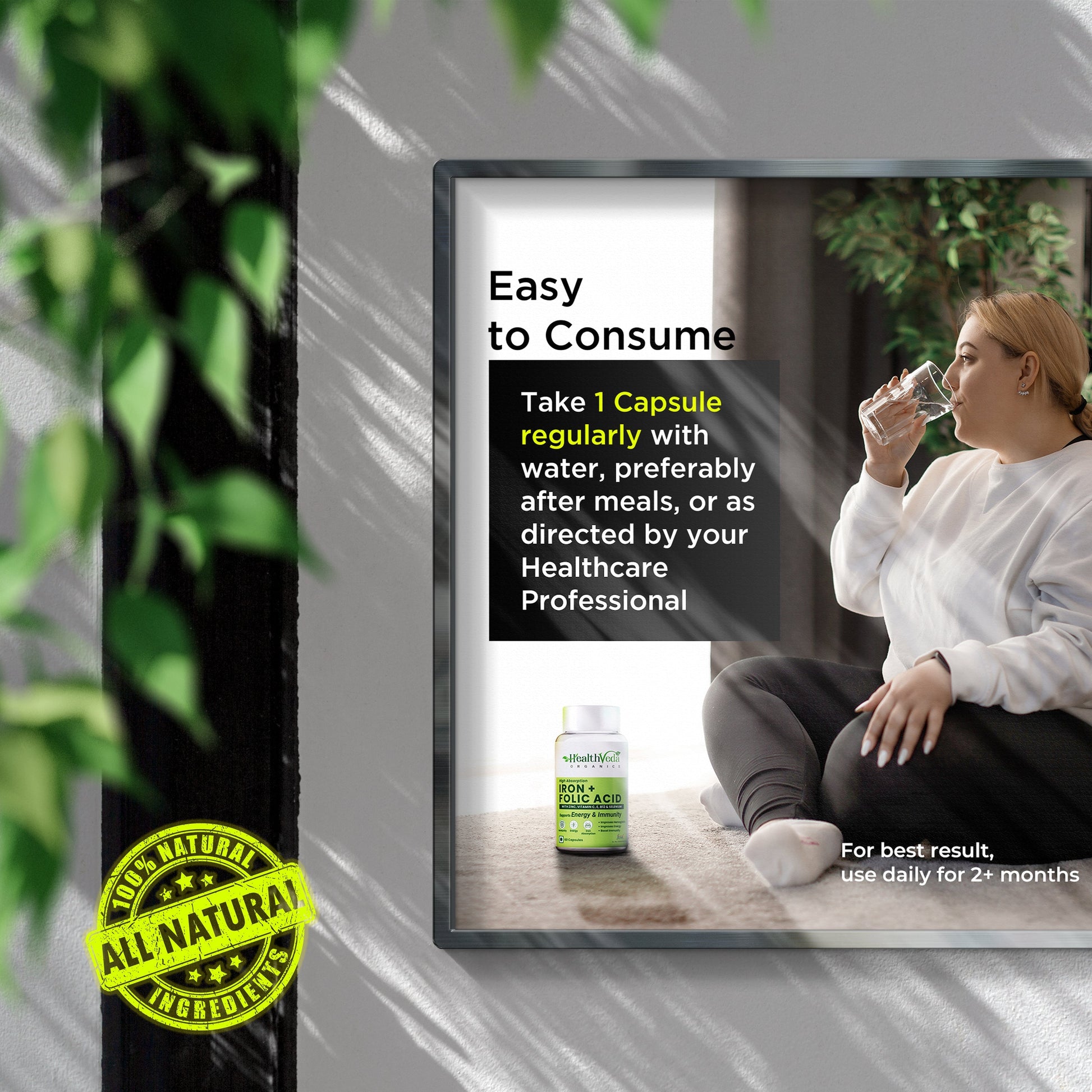 Health Veda Organics Iron + Folic Acid Capsules Health Veda Organics