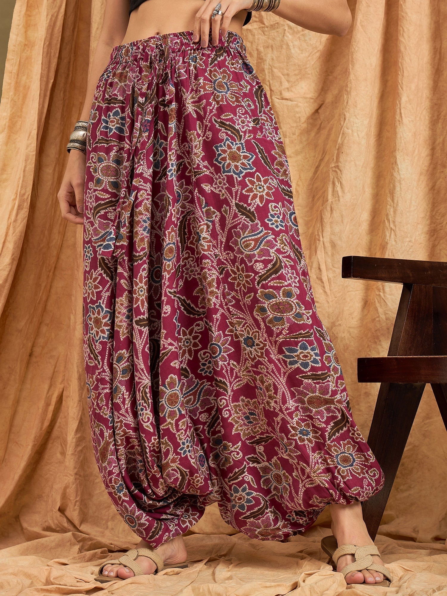 InWeave Burgundy Big Jaal Harem Pant 