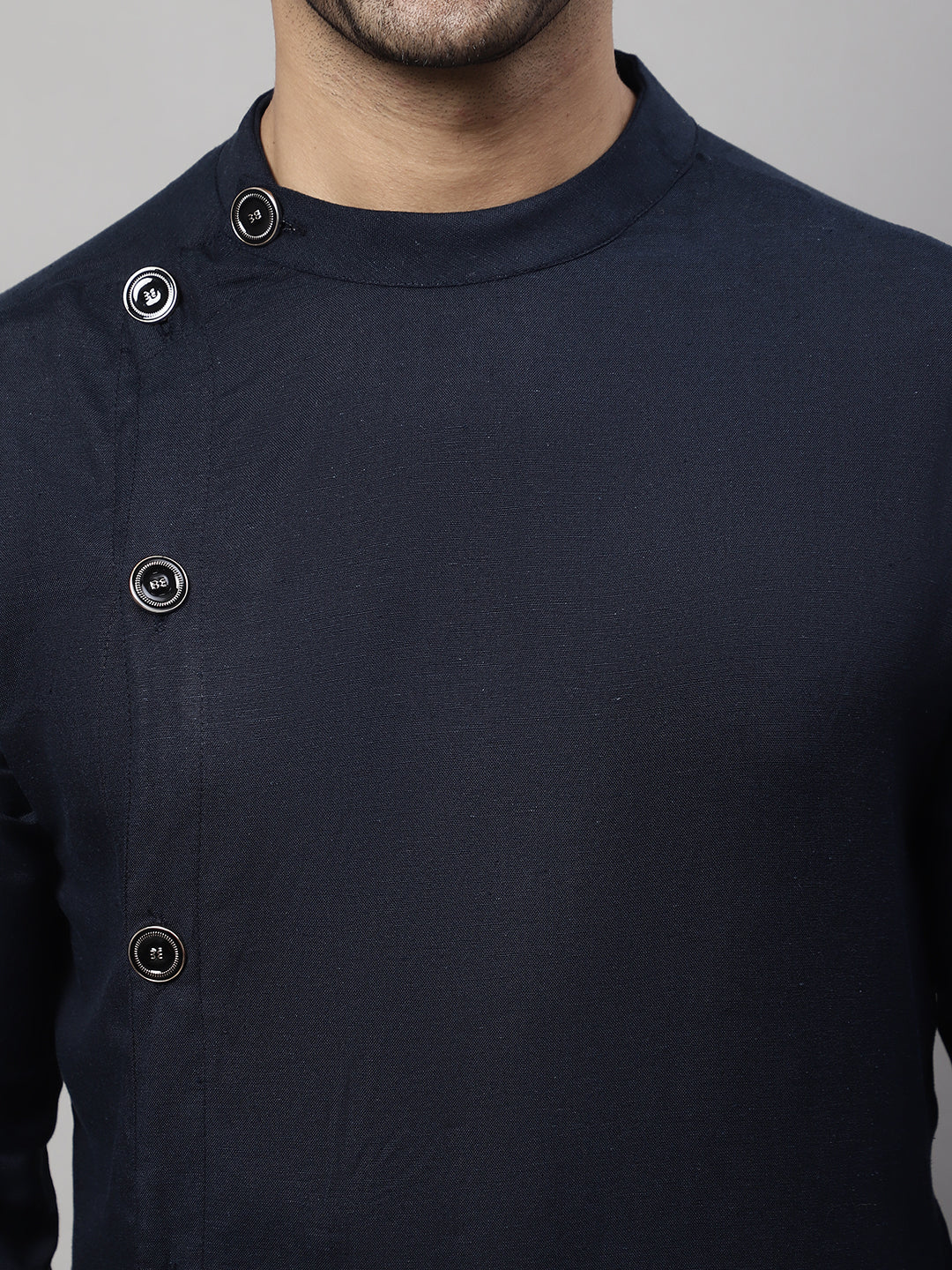 Even Apparels Blue Sherwani Kurta With Asymetrical Cut 
