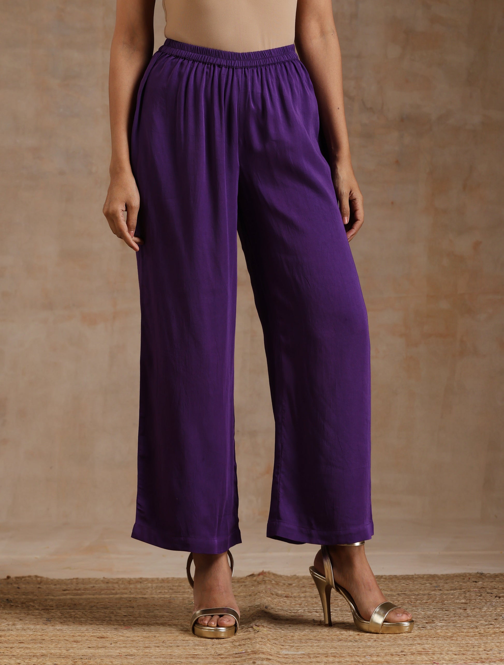 trueBrowns Violet Modal Satin Anarkali Set 