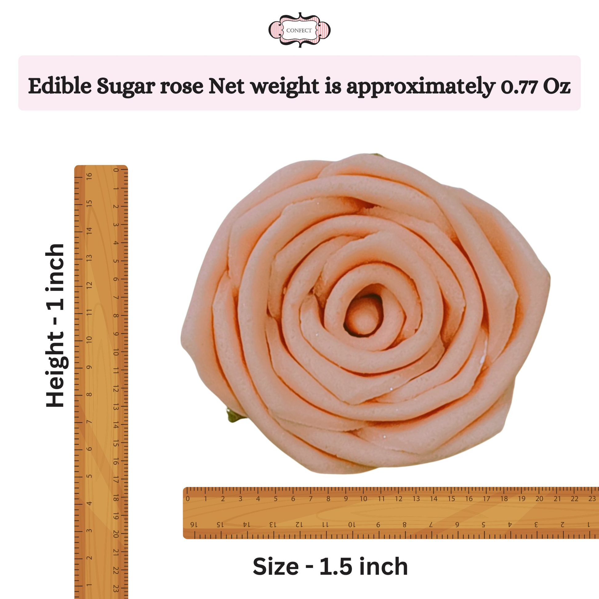 Confect Pretty Peach Pearl | Edible Sugar Roses Topper