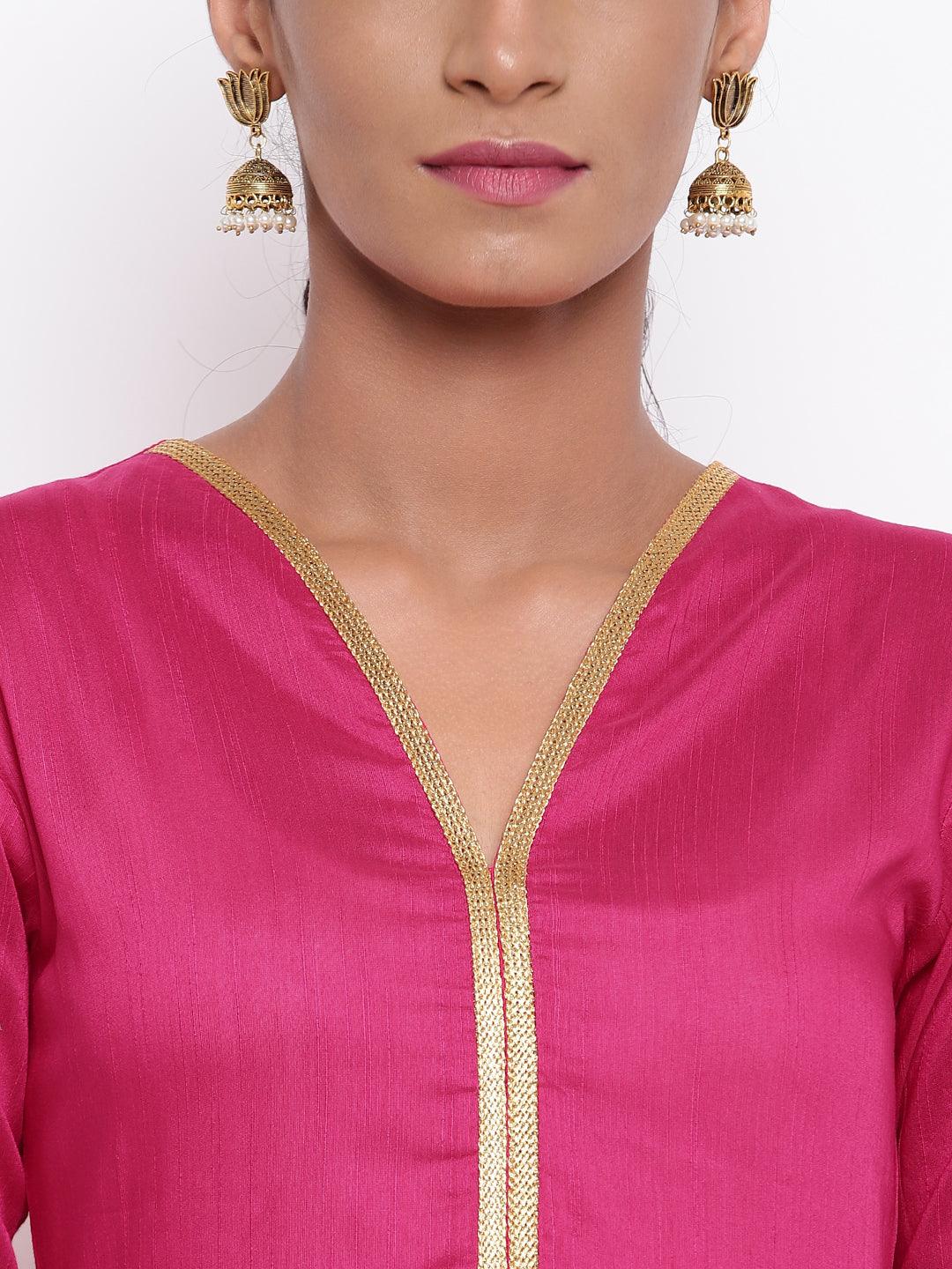 trueBrowns Pink Gold Lace Dress 