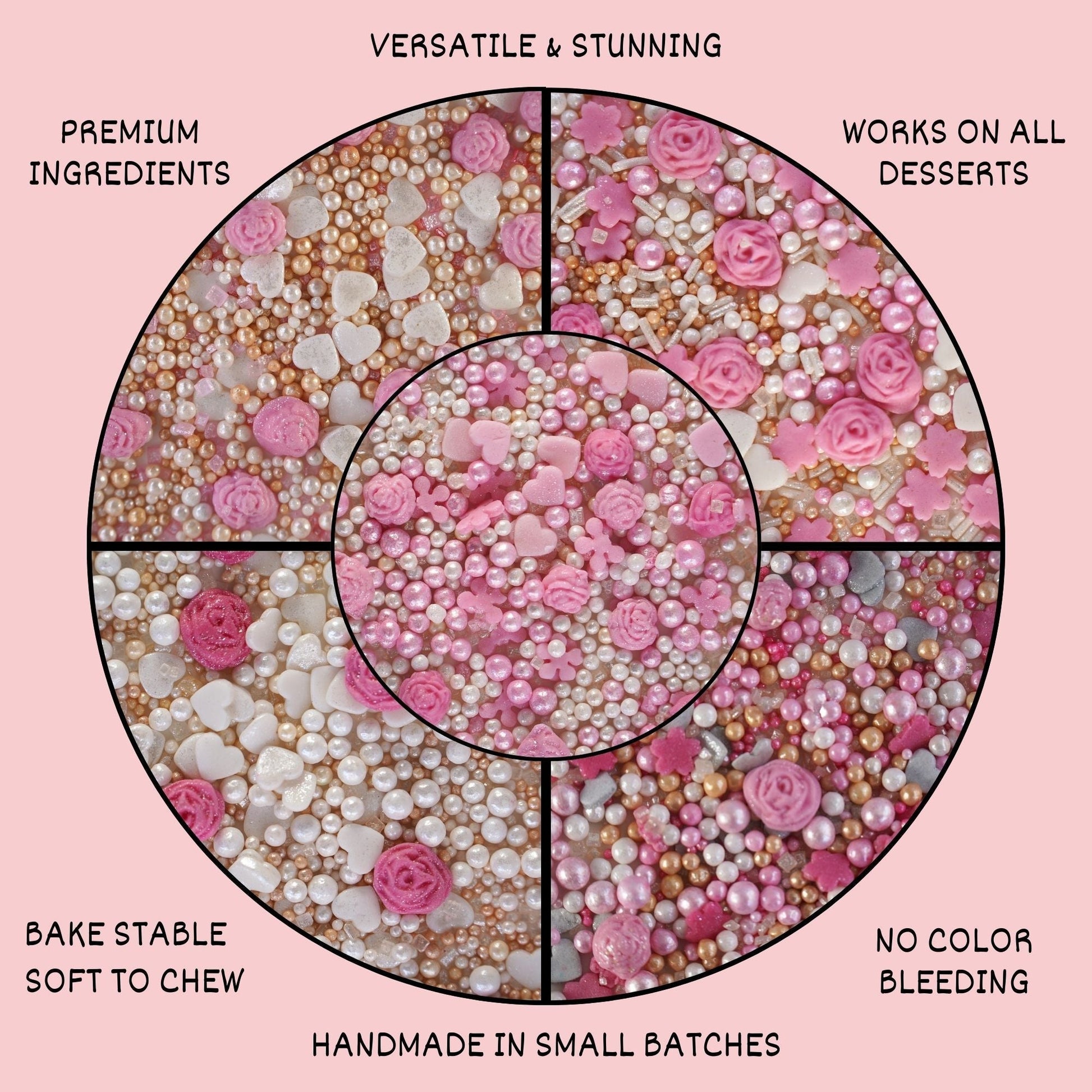 Confect Silver Hearts & White Pearls | Edible Mother's Day Sprinkles