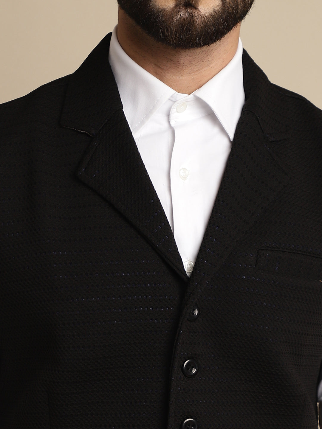 Even Apparels Men's Black Waistcoat with Notched Lapel - Grab2buy