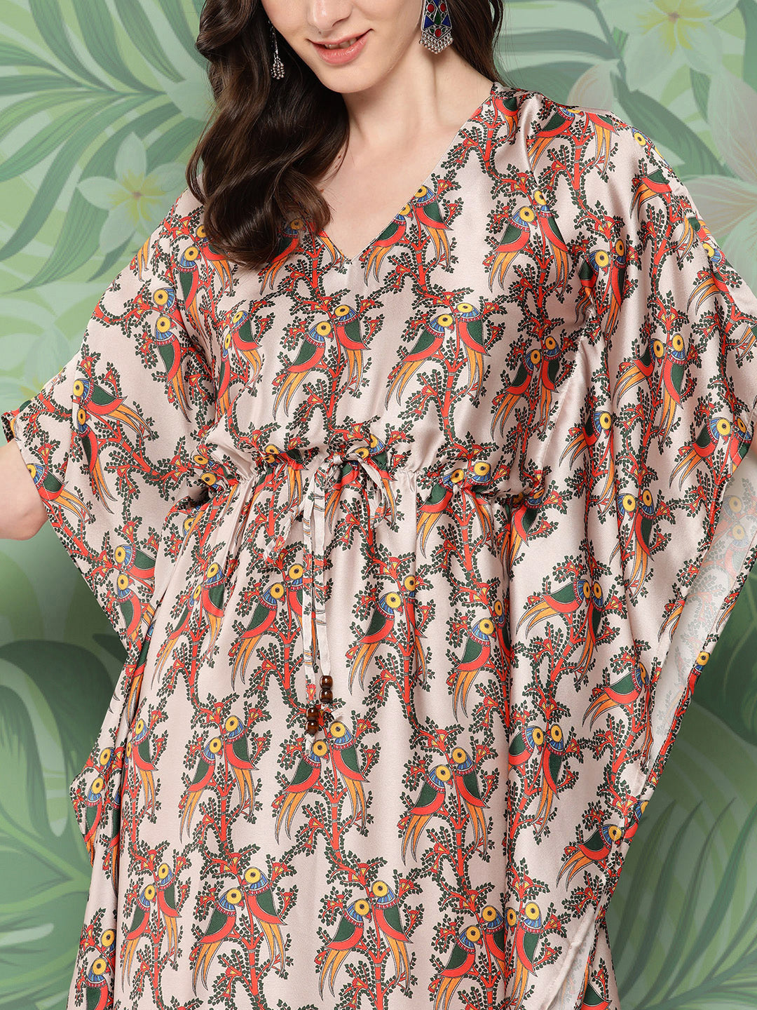 InWeave Women's Elegant Bird Print Kaftaan 
