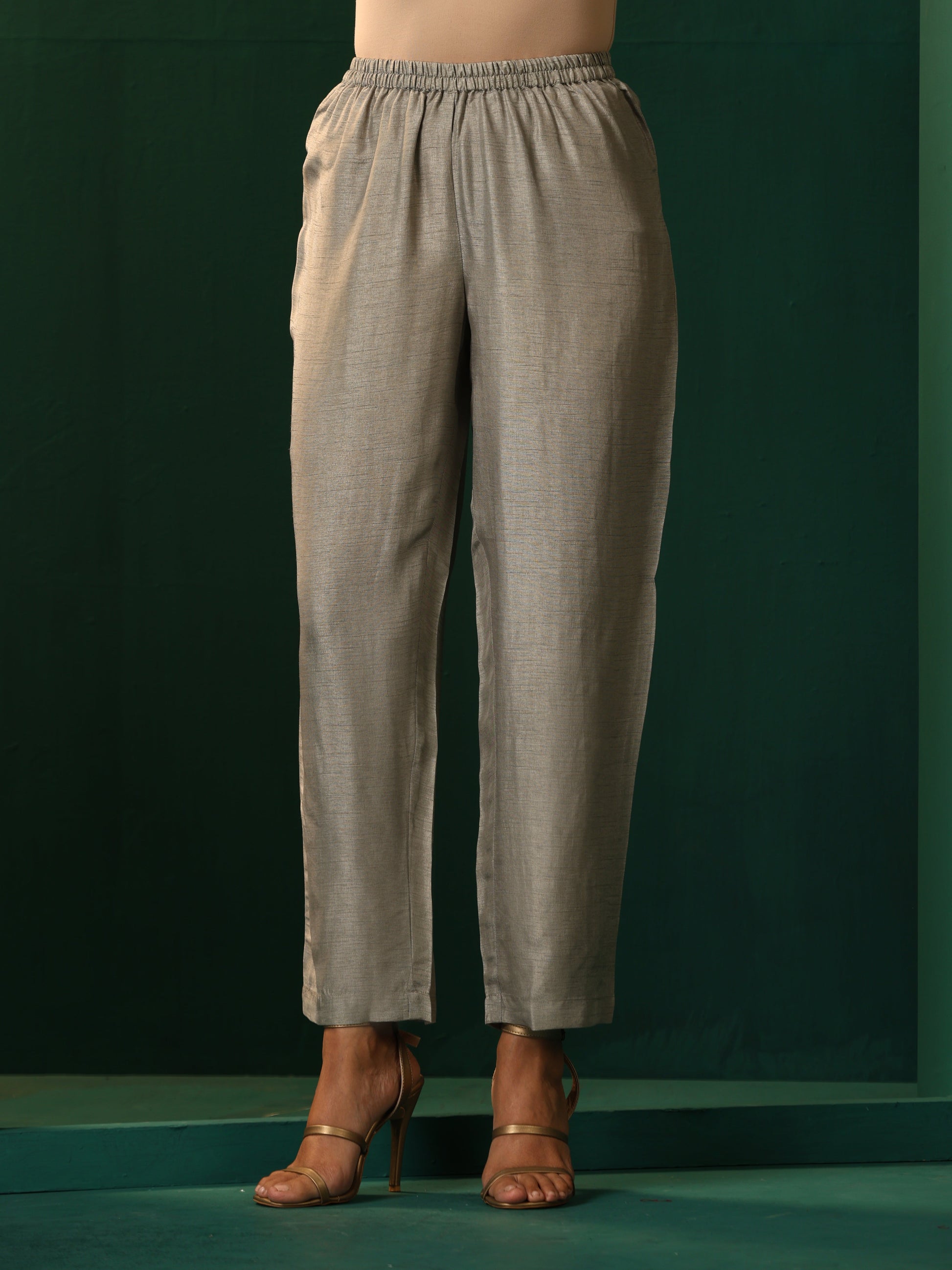 trueBrowns Blue Silk Angrakha Kurta Pant Set 