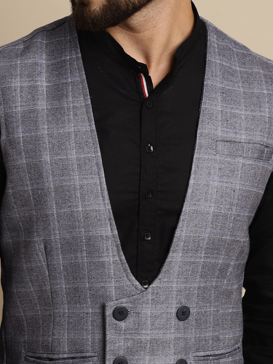 Even Apparels Men's Grey Double Breast Waistcoat - Grab2buy