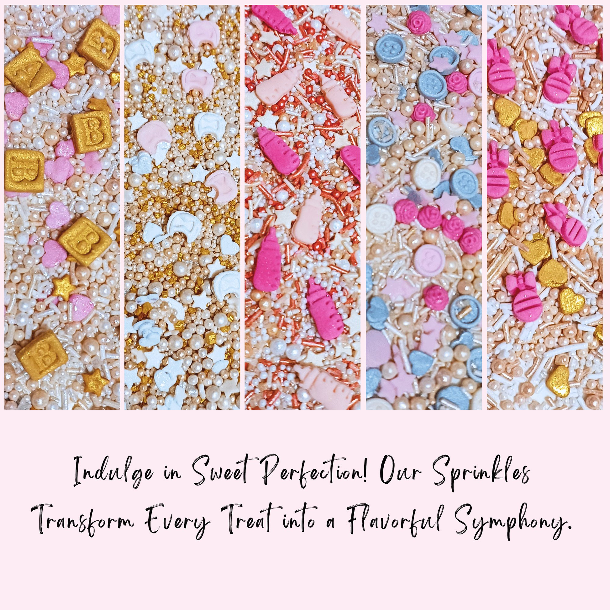 Confect Girls Baby Shower Sprinkles | Mix Heart, Teddy, Baby Feed Bottle & Baby Feet Sprinkles