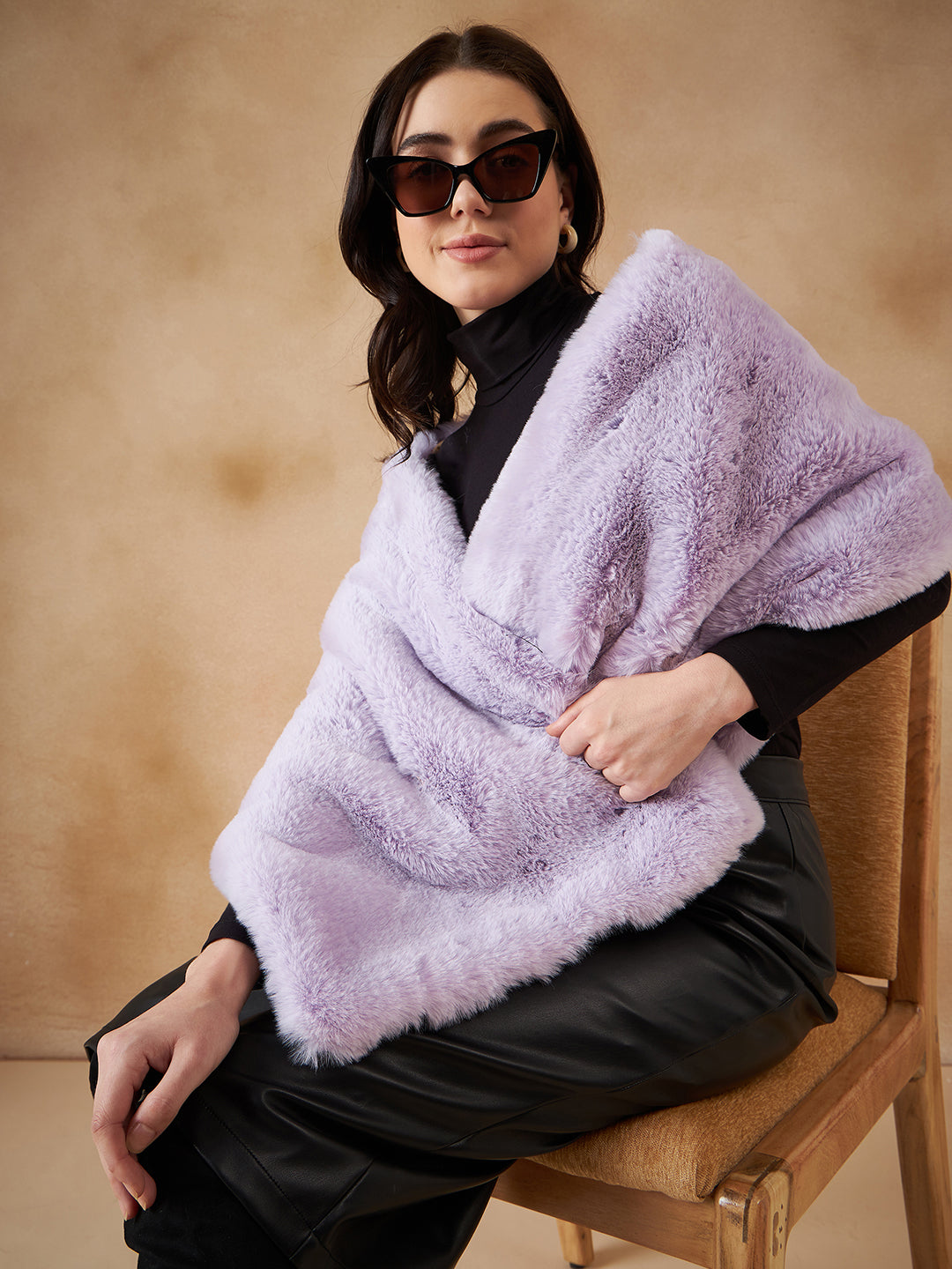 InWeave Women's Mauve Fur Cape 
