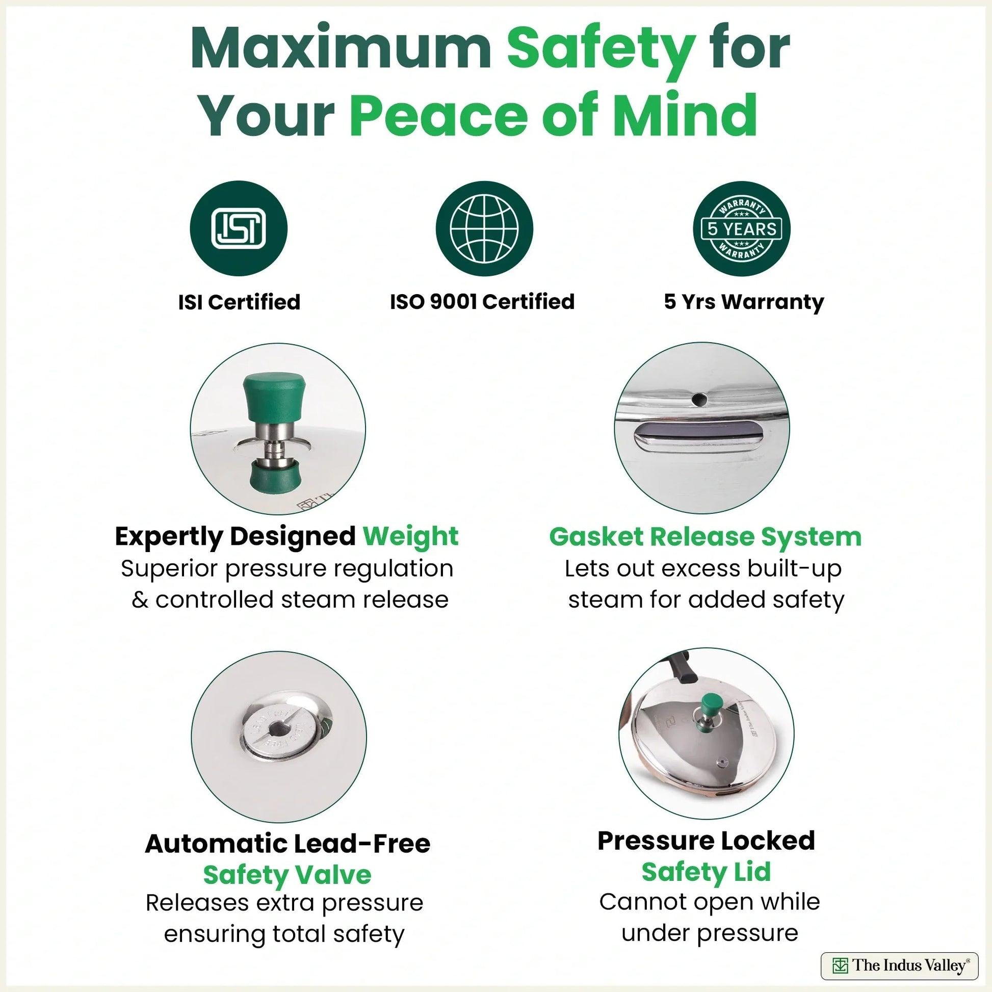The Indus Valley Tri-ply Stainless Steel Pressure Pan, Premium Quality, 3 Layer Thick Body, Heavy Bottom, 100% Food-safe, ISI Certified, Induction & Gas, 3.5/5L  Grab2Buy The Indus Valley Grab2Buy