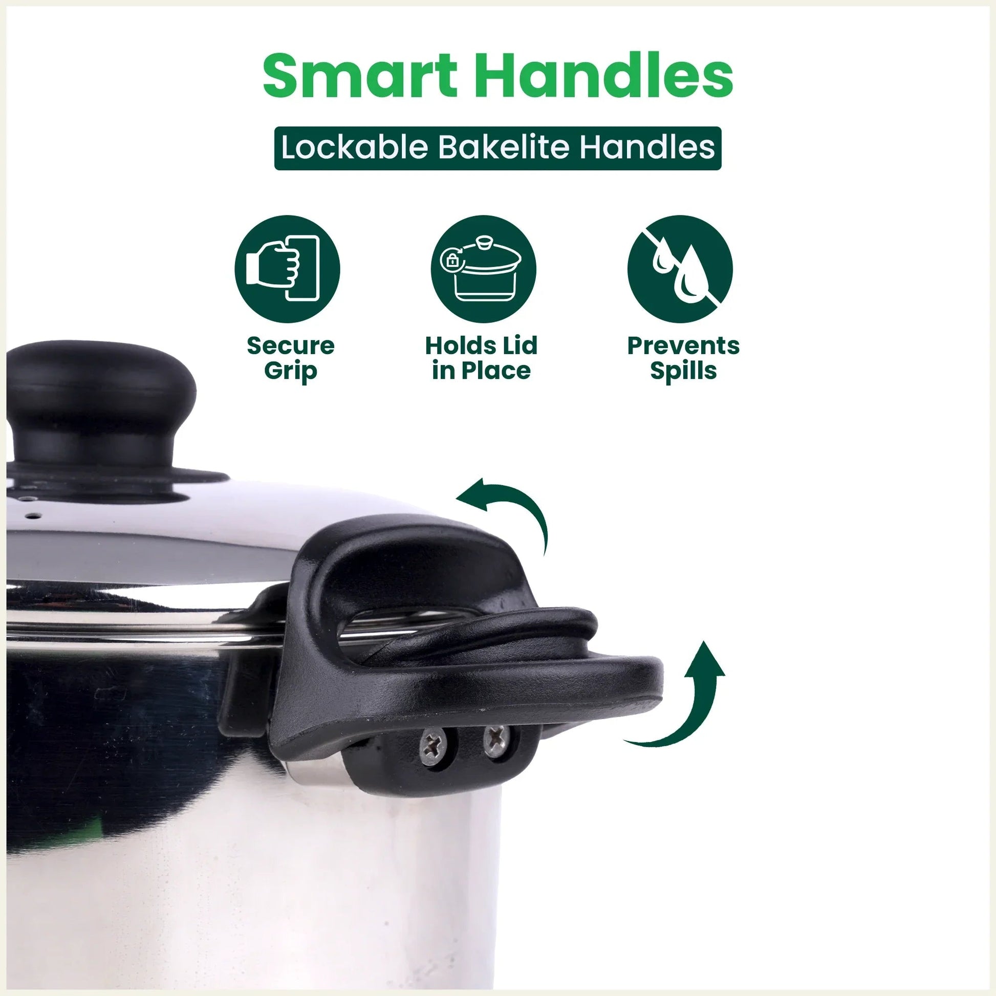 The Indus Valley Tri-steel Stainless Steel Rice Pot with Strainer Lid & Lockable Bakelite Handles, Tri-ply 3-Layer Heavy Bottom | Noodle/Pasta/Corn/Soya/Veggies Boiler Pot, Steamer Cooker, Induction & Gas, 1.08 Kg, 19cm, 3.5 L  Grab2Buy The Indus Valley Grab2Buy