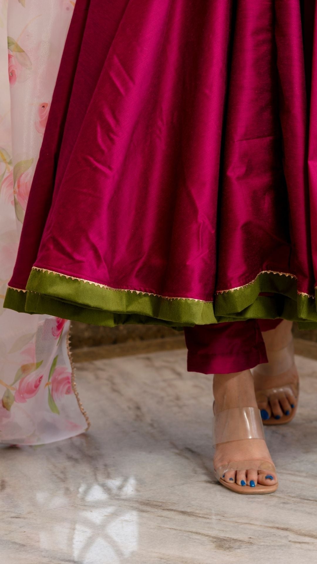 Pomcha Jaipur Magenta Lilly Anarkali Set 