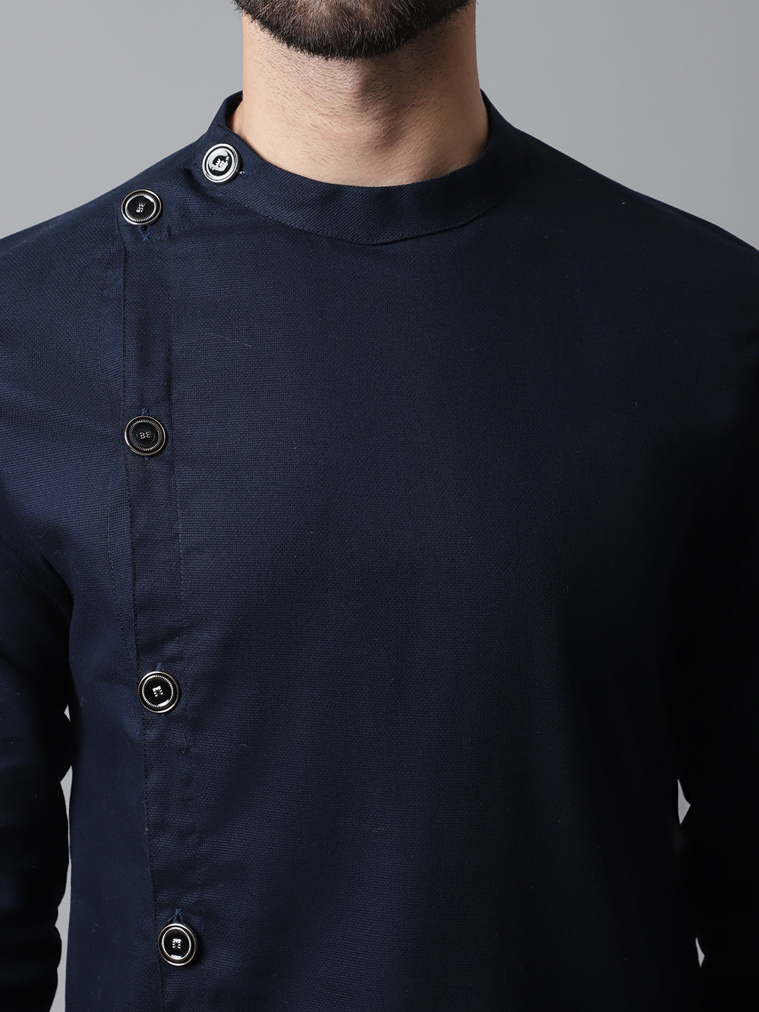 Indian Clothing Even Apparels Blue Sherwani Kurta With Asymetrical Cut 
