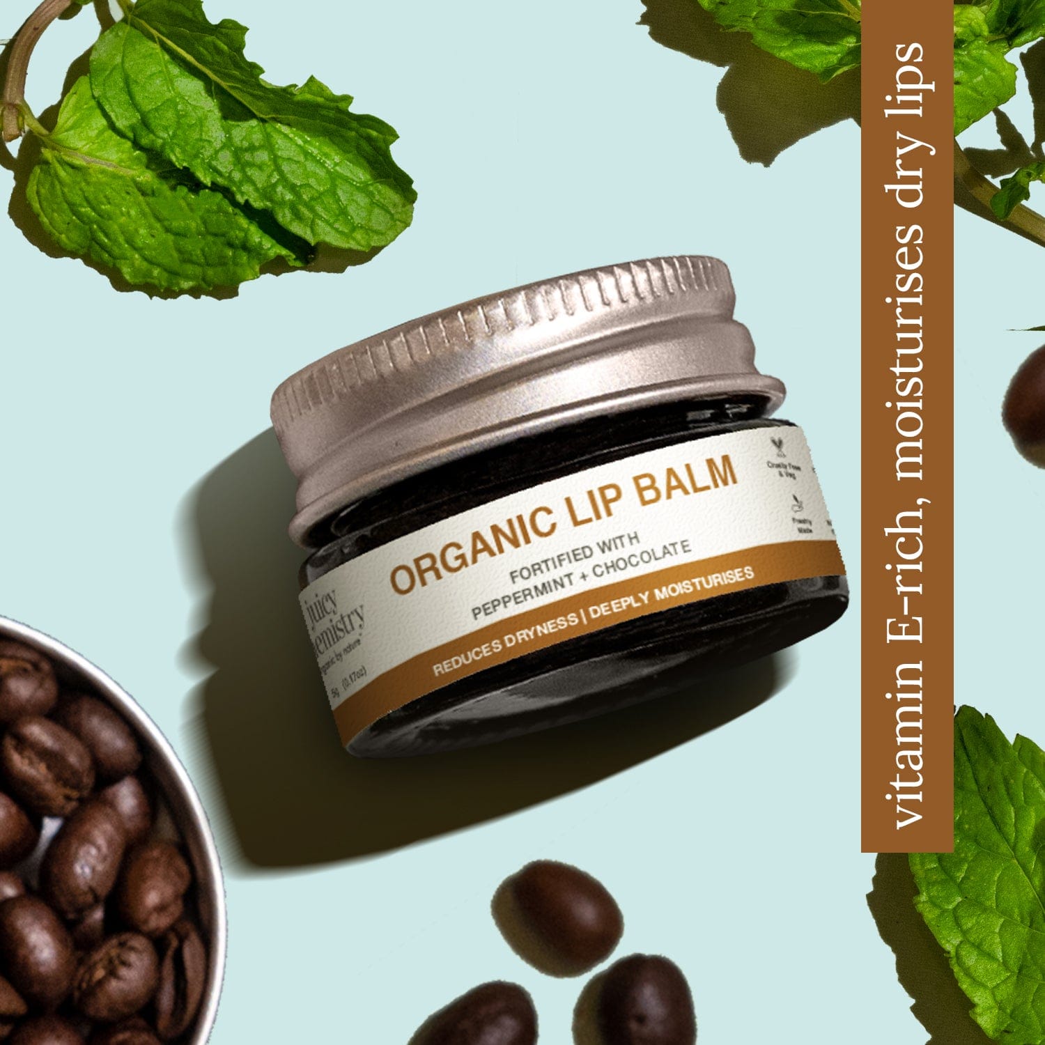 Organic Lip Balm Fortified with Peppermint + Chocolate Freebie