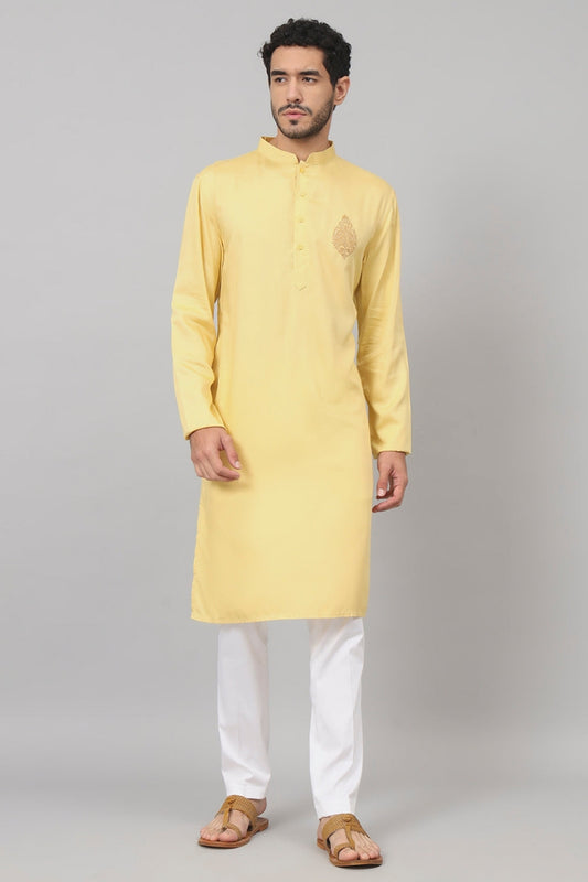 Paisley Embroidered Cotton Kurta by Hilo Design