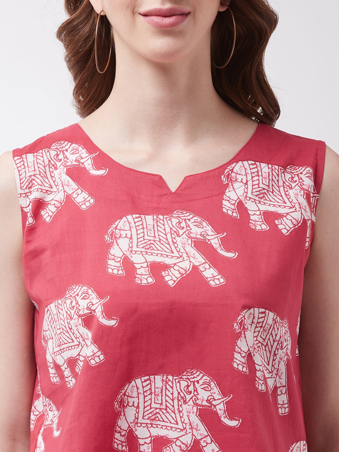InWeave Red Elephant Sleeveless Top 