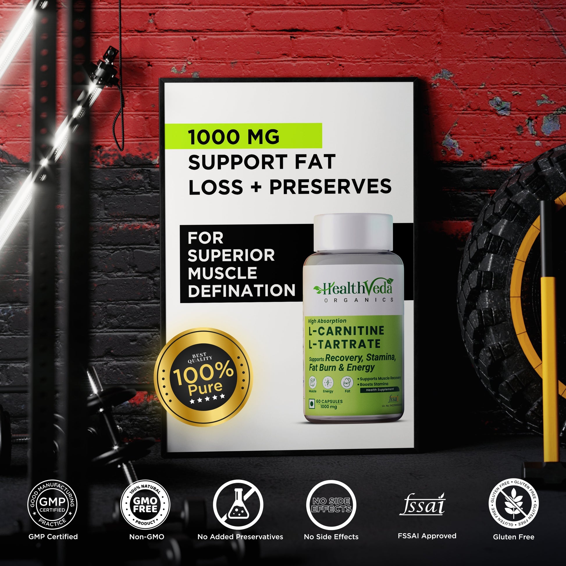 Health Veda Organics L Carnitine L-Tartrate Veg Capsules Health Veda Organics