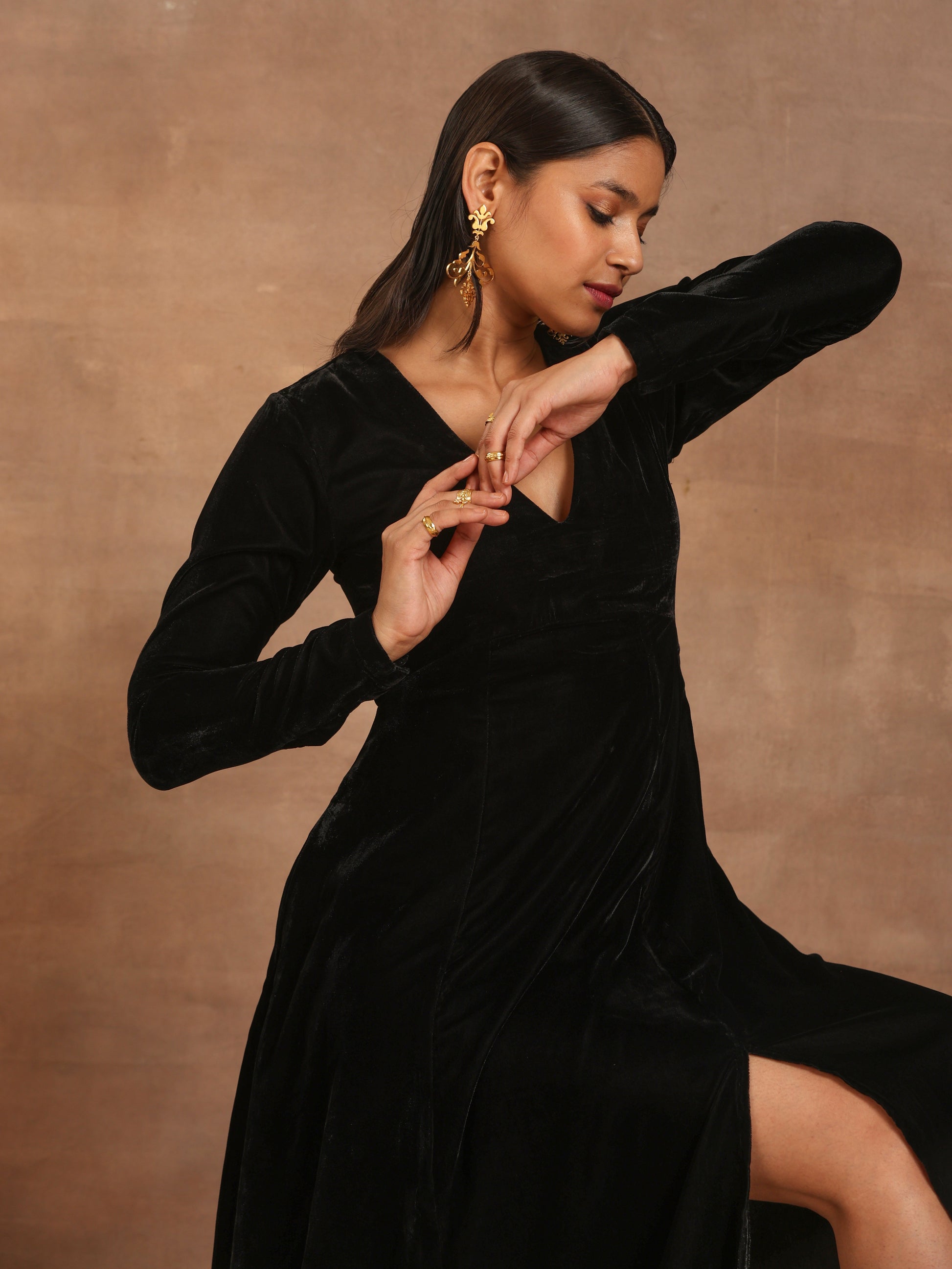 trueBrowns Black Velvet Dress 