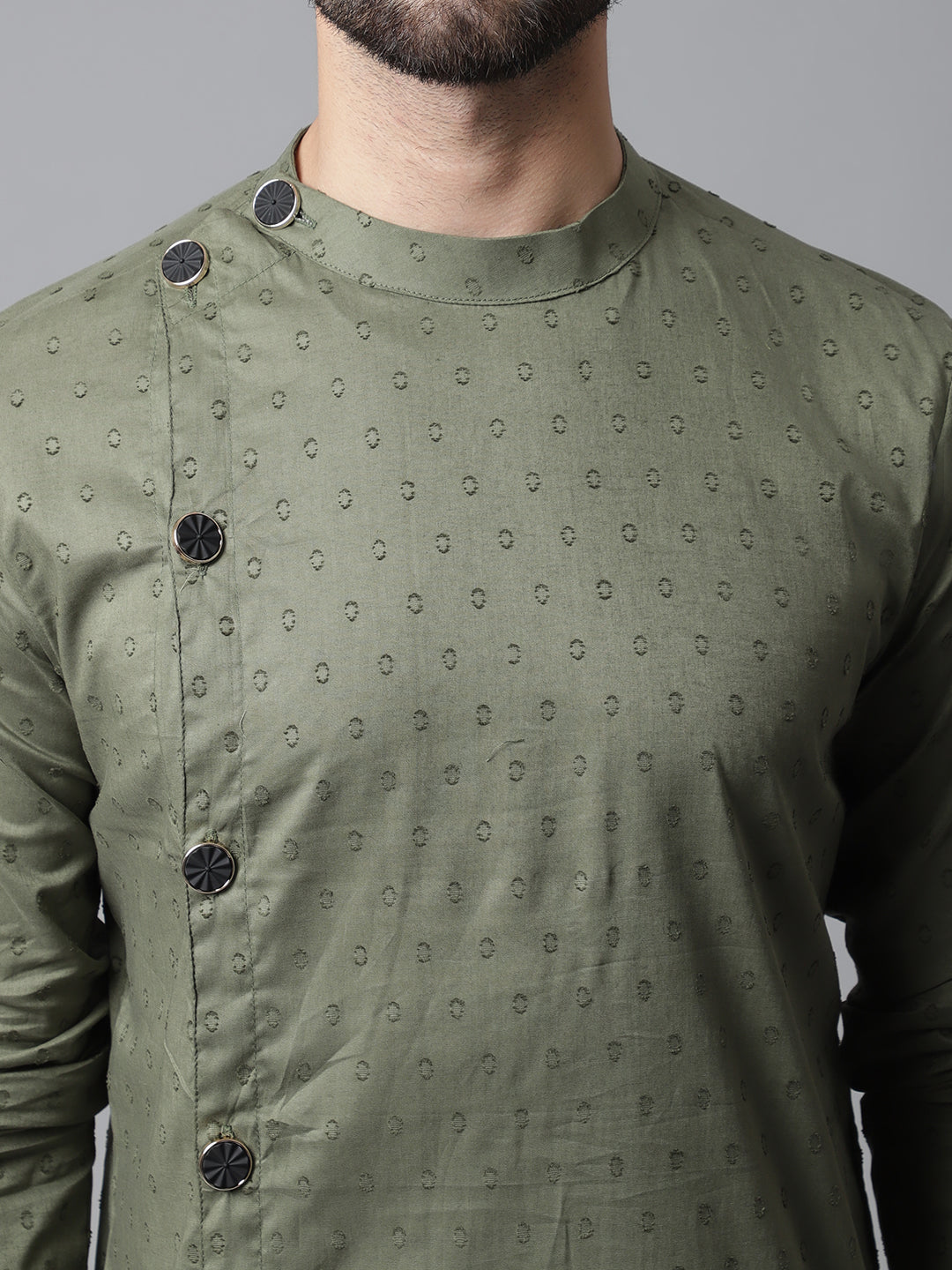 Even Apparels Green Sherwani Kurta With Asymetrical Cut 