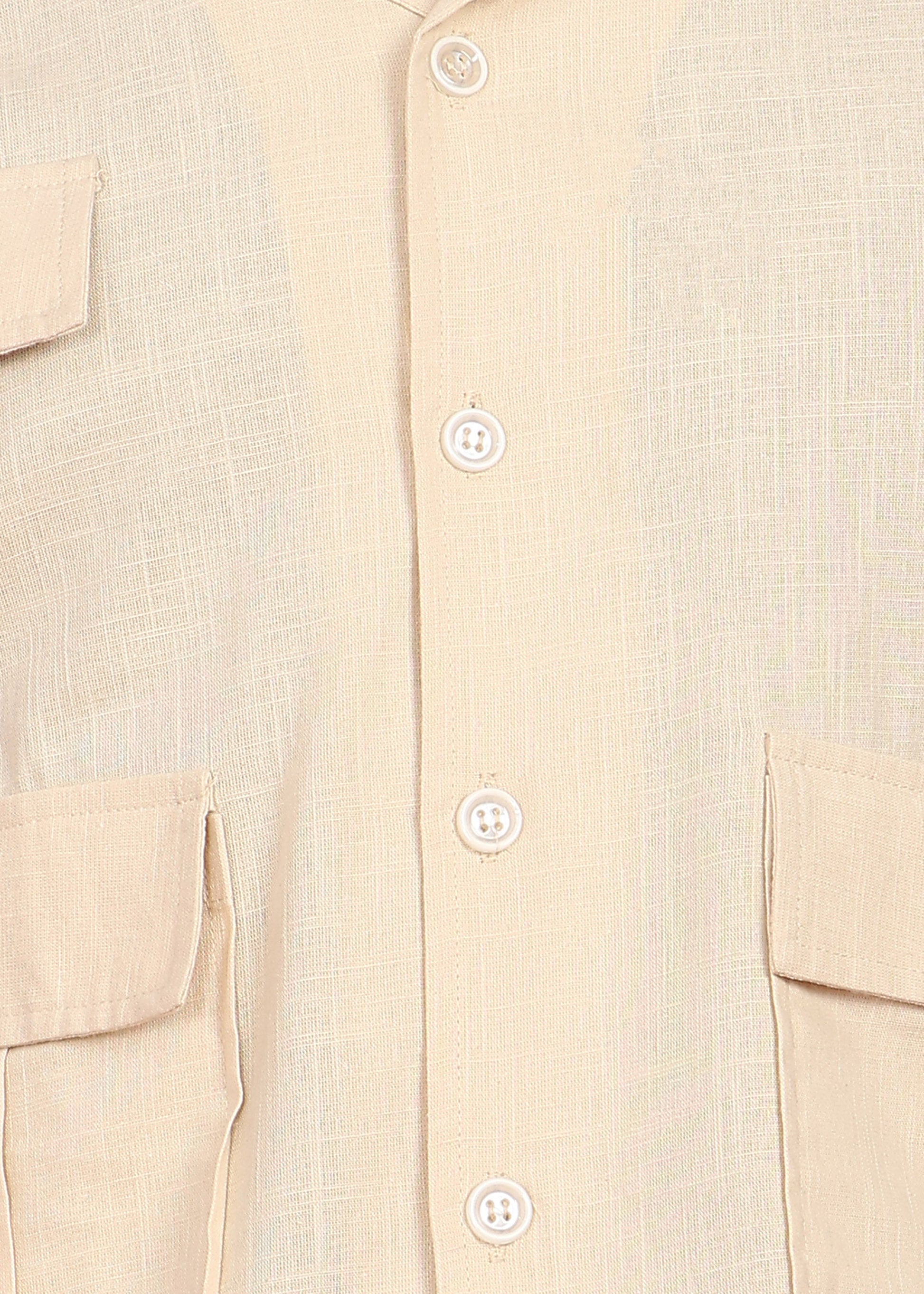 Fabmade Men’S Cream Shirt With 3 Pockets – Relaxed Fit