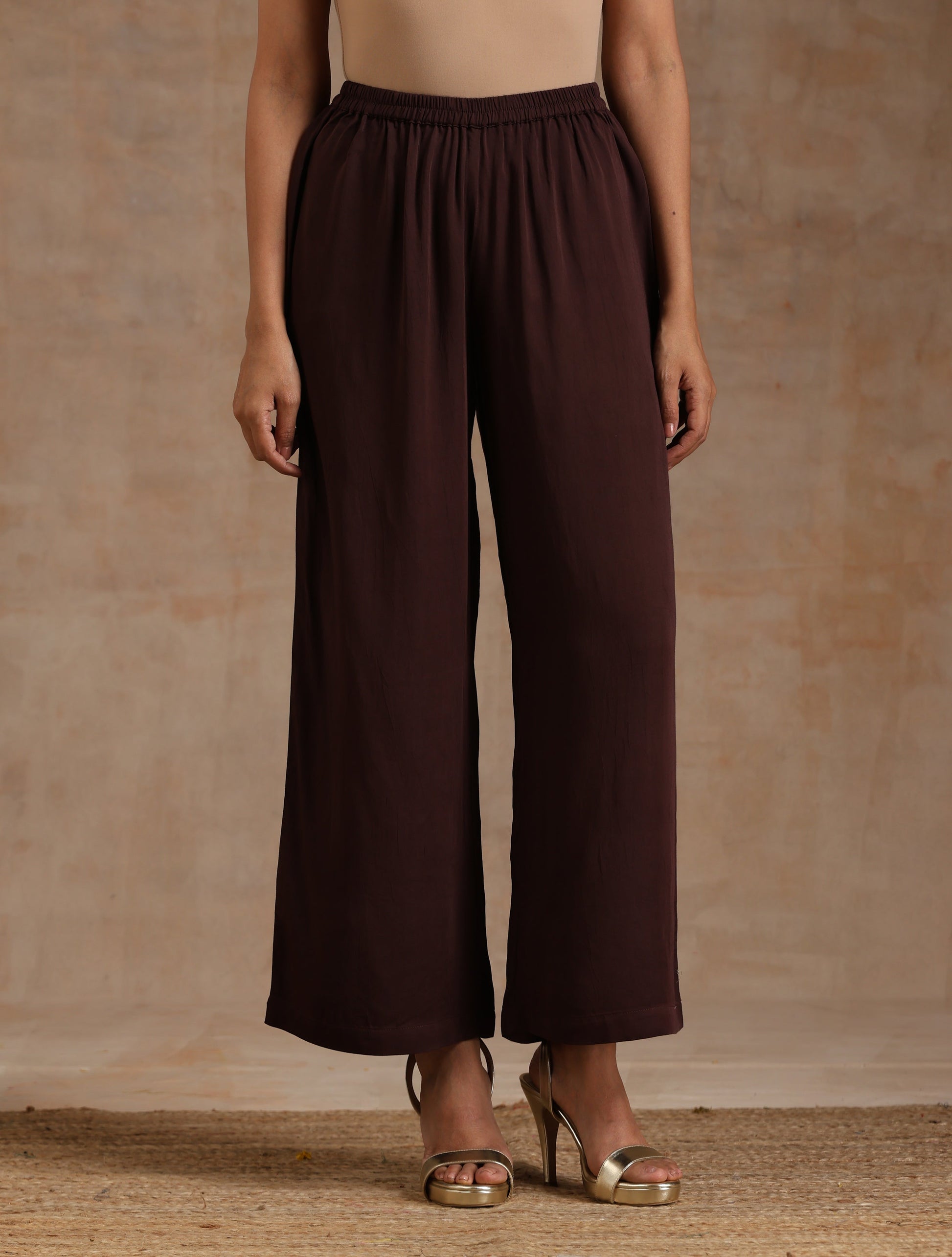 trueBrowns Cola Brown Modal Satin Oversized Kurta Set 