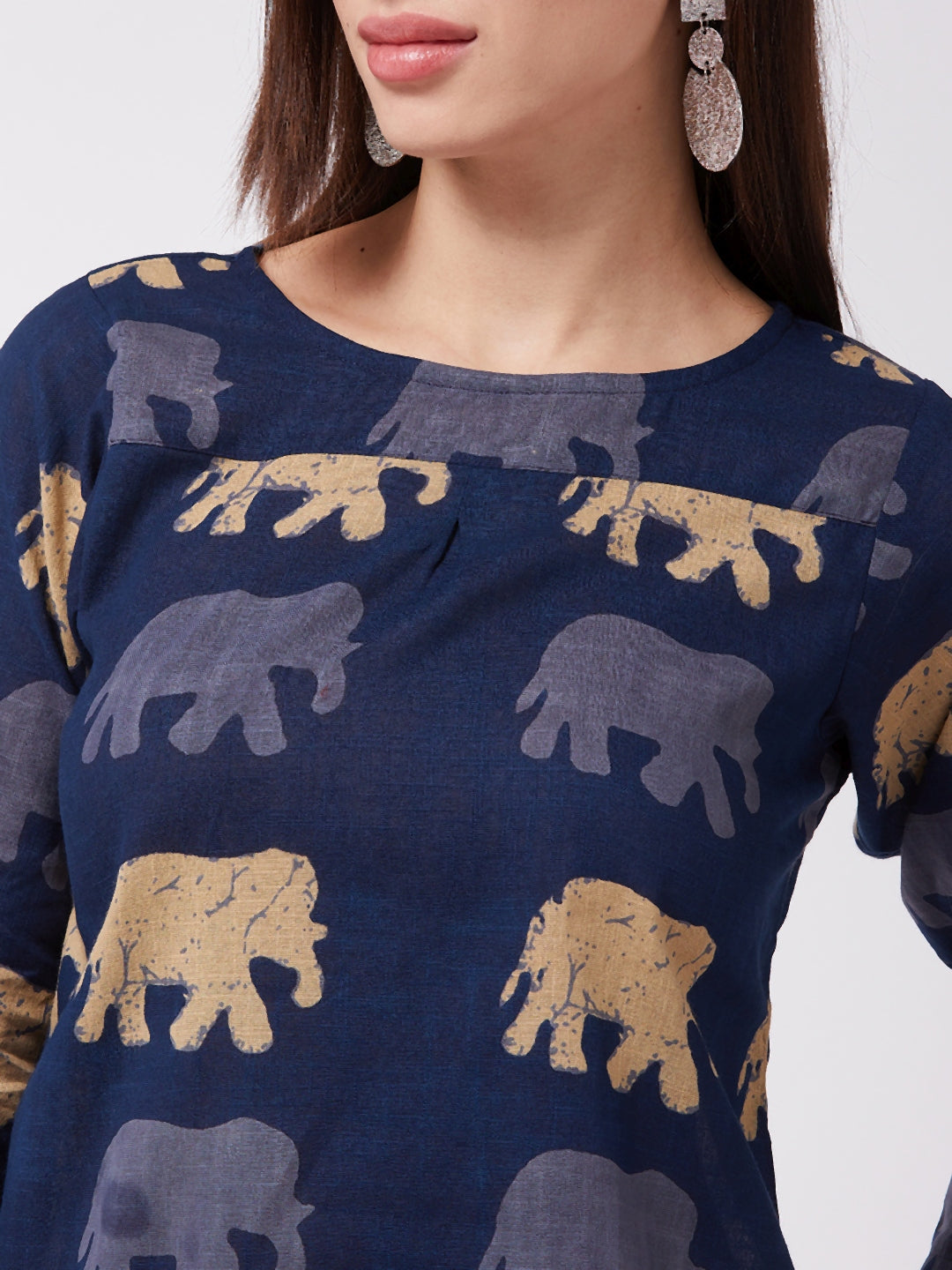 InWeave Elephant Print Blue Top 