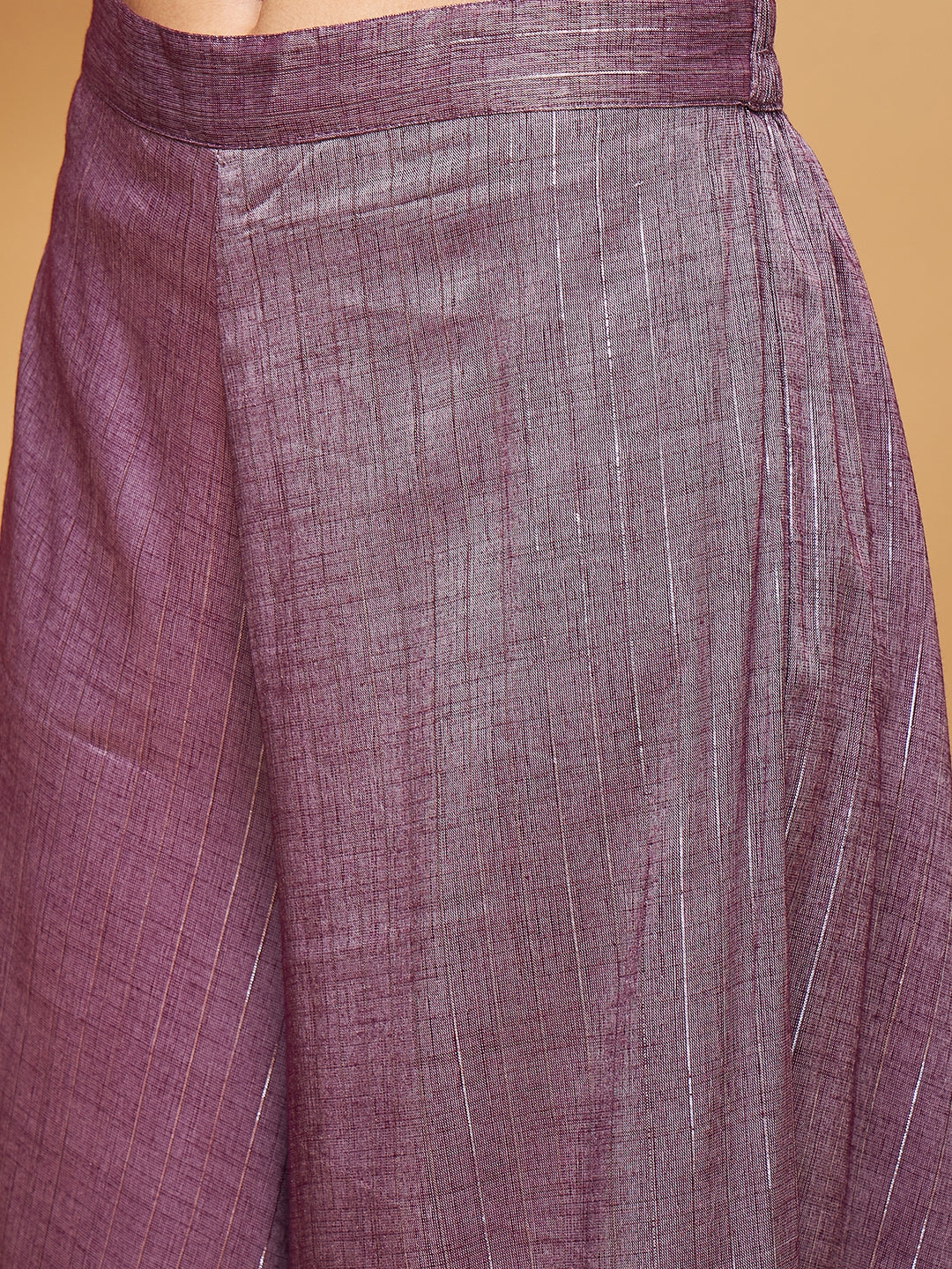 InWeave Women's Mauve Lurex Short Pallazo Kurta Set 