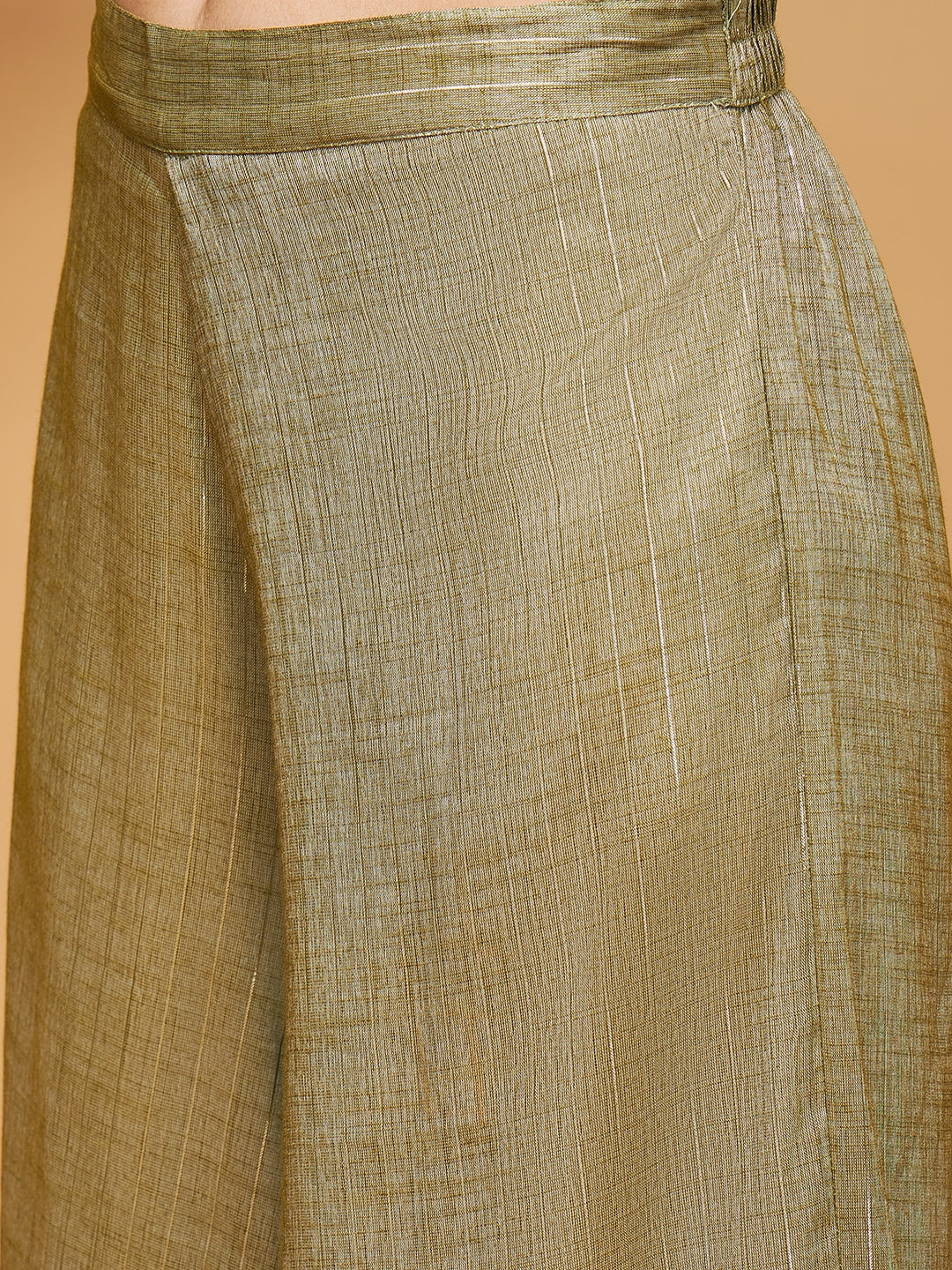 InWeave Women's Olive Lurex Short Pallazo Kurta Set 