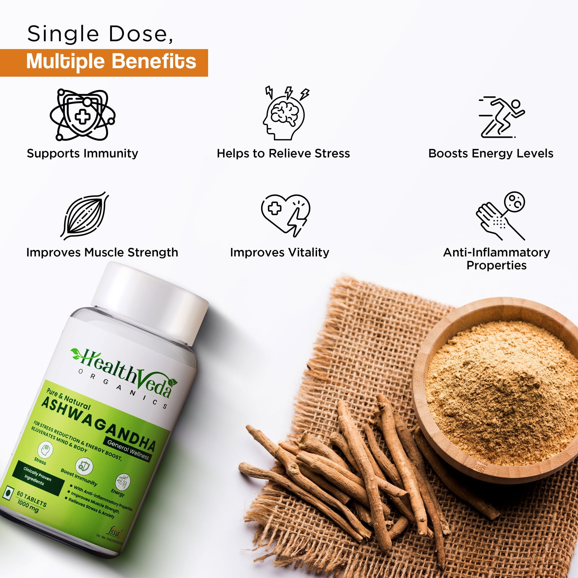 Health Veda Organics Ashwagandha Tablets 