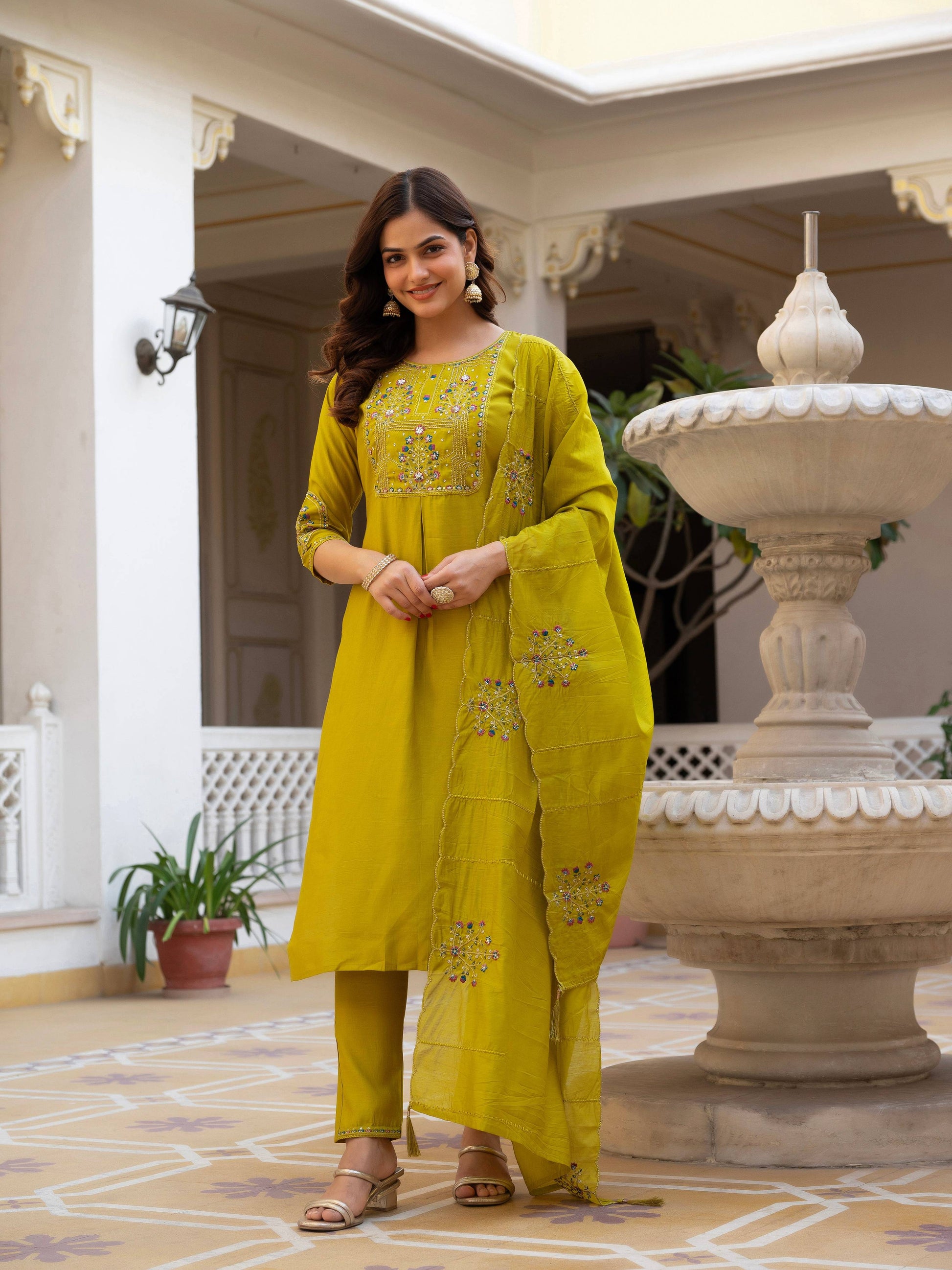Pramukh Fab Mustard Color Viscose Mango Silk Kurta Set