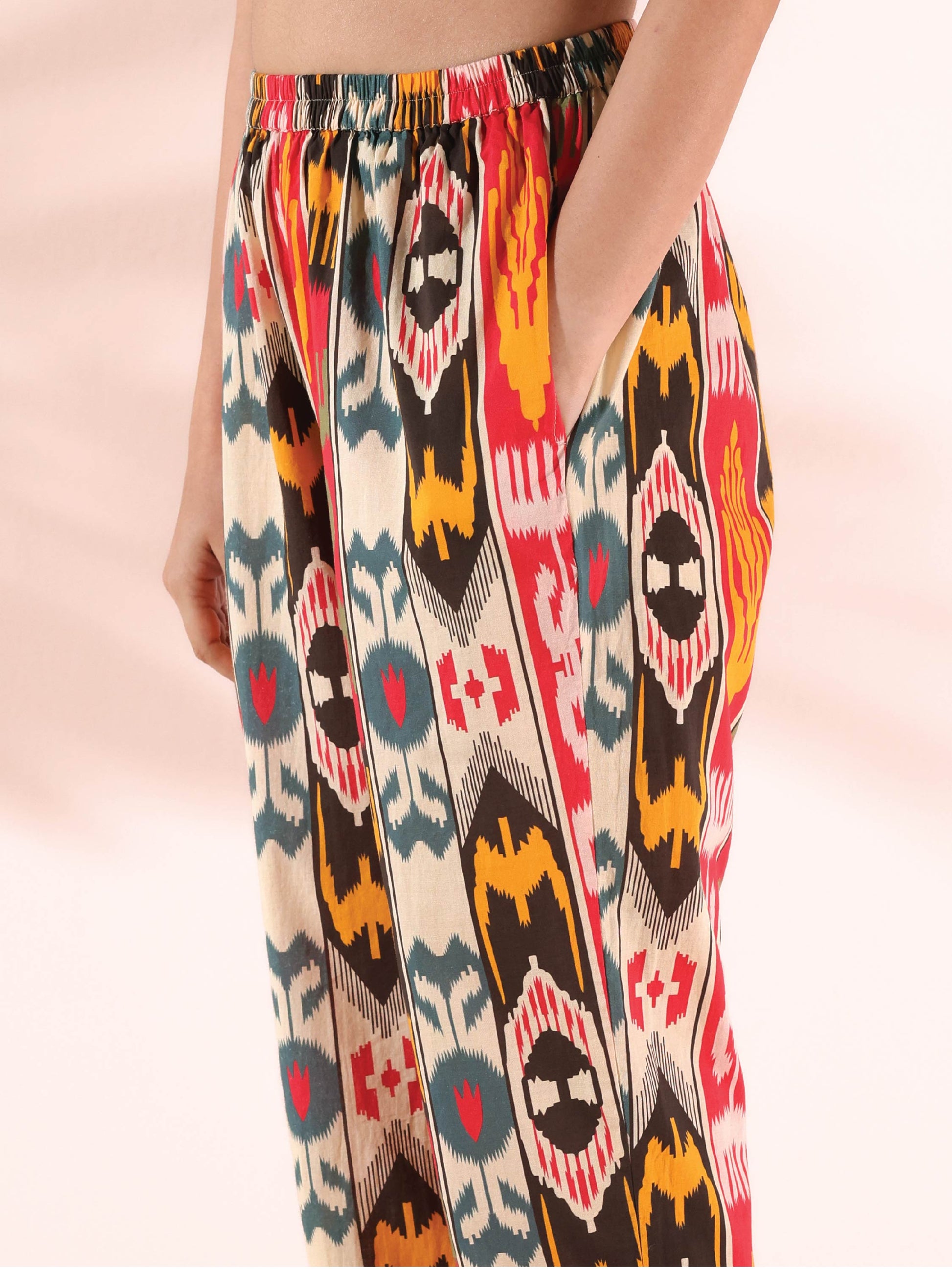 trueBrowns Cola Cotton Ikat Kurta Pant Set 