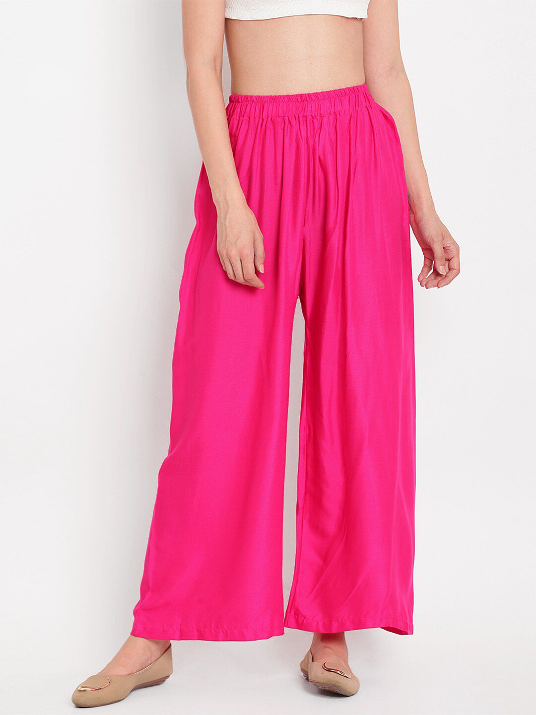 TAG 7 Women Black & Pink Set of 2 Flared Ethnic Palazzos