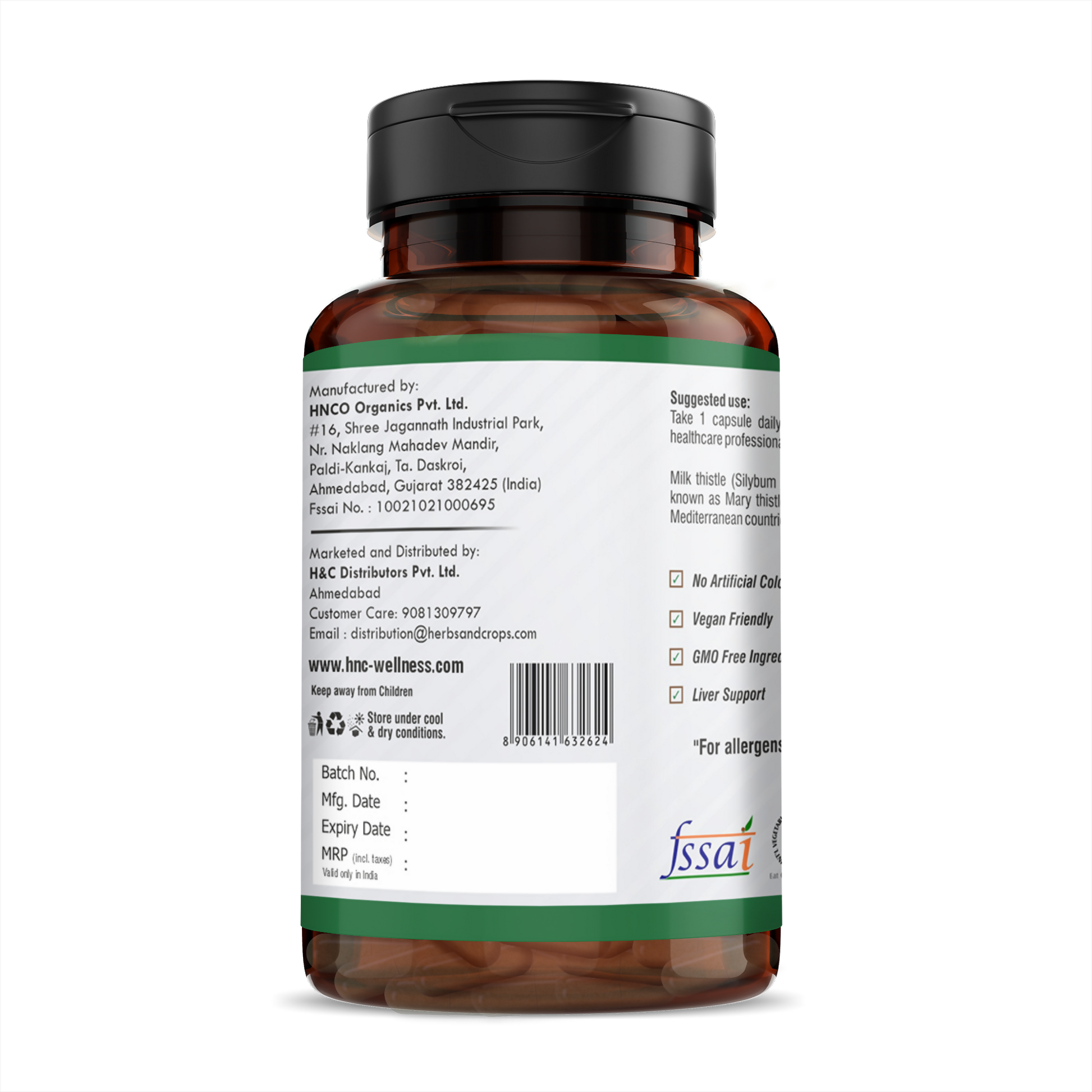 H&C Herbal Milk Thistle Veg Capsules 