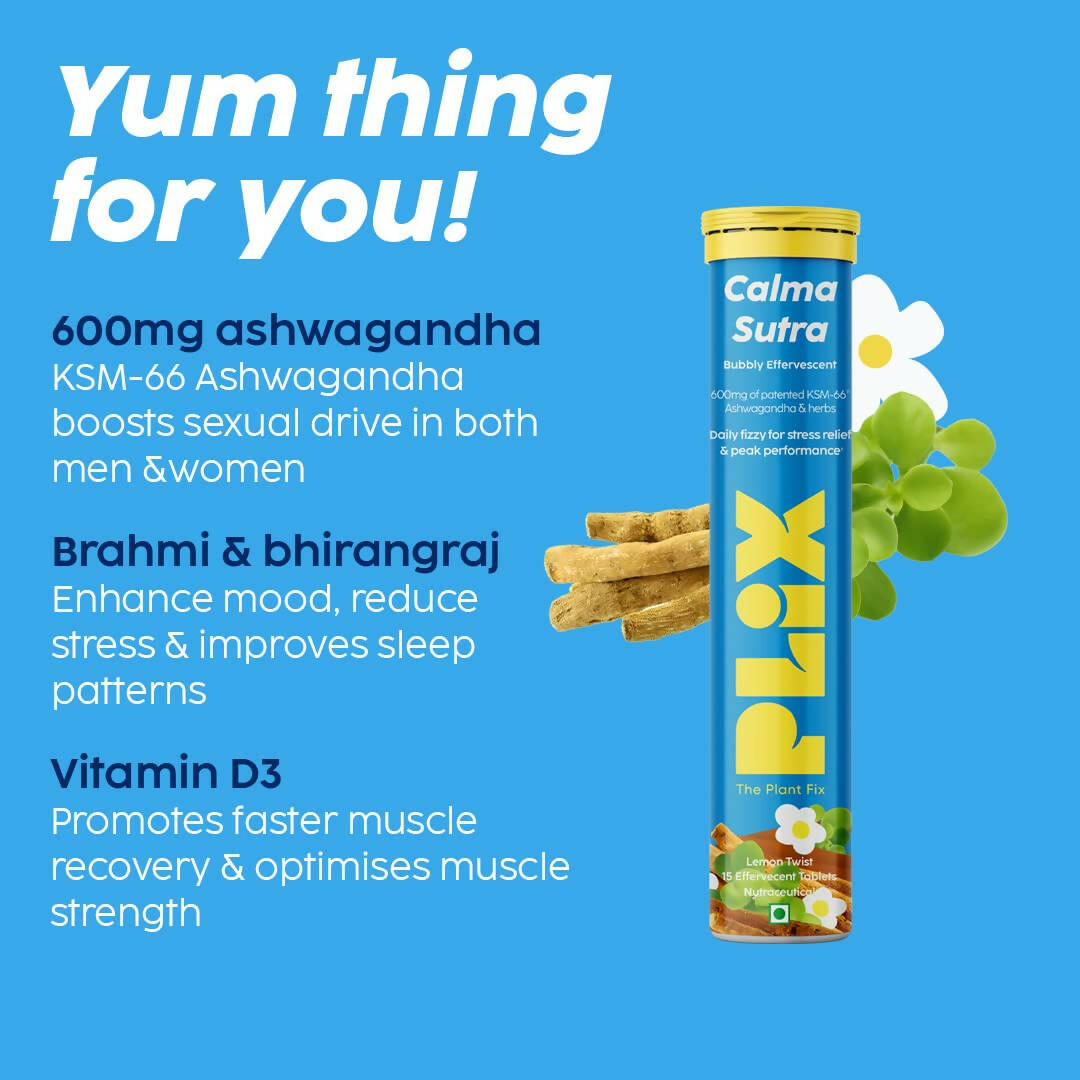 PLIX The Plant Fix Calma Sutra Ashwagandha Effervescent Tablets - Lemon Twist 