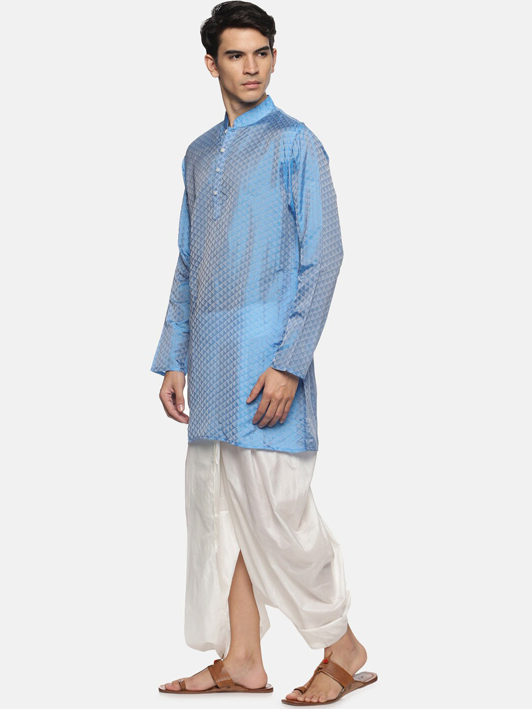Sethukrishna Men Blue Kurta with Dhoti Pants