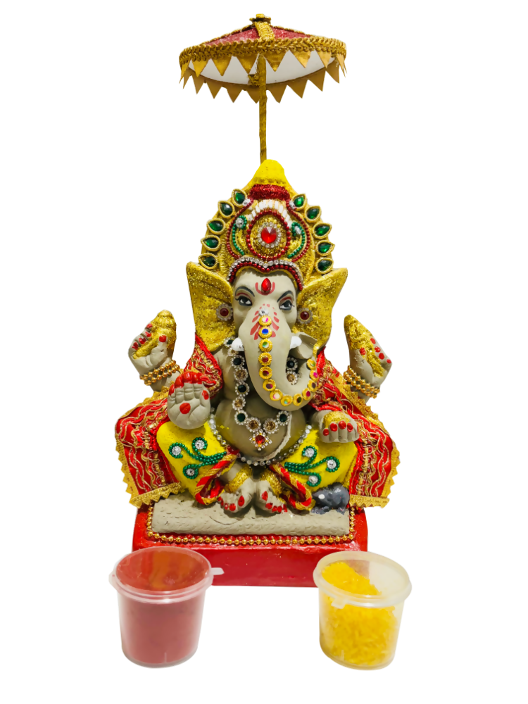 Eco-Friendly Ganesh Idols (Non-Toxic Colors) With Chatri, Kumkum & Akshat - Limited Time Offer | Swadesiicart