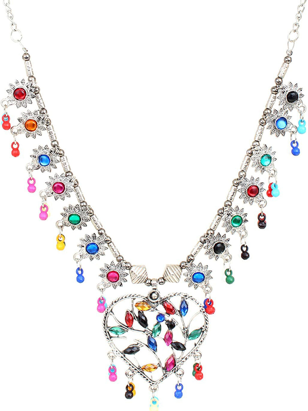 Cardinal Multi-Colored Heart Oxidised Long Jewellery Set - Grab2buy